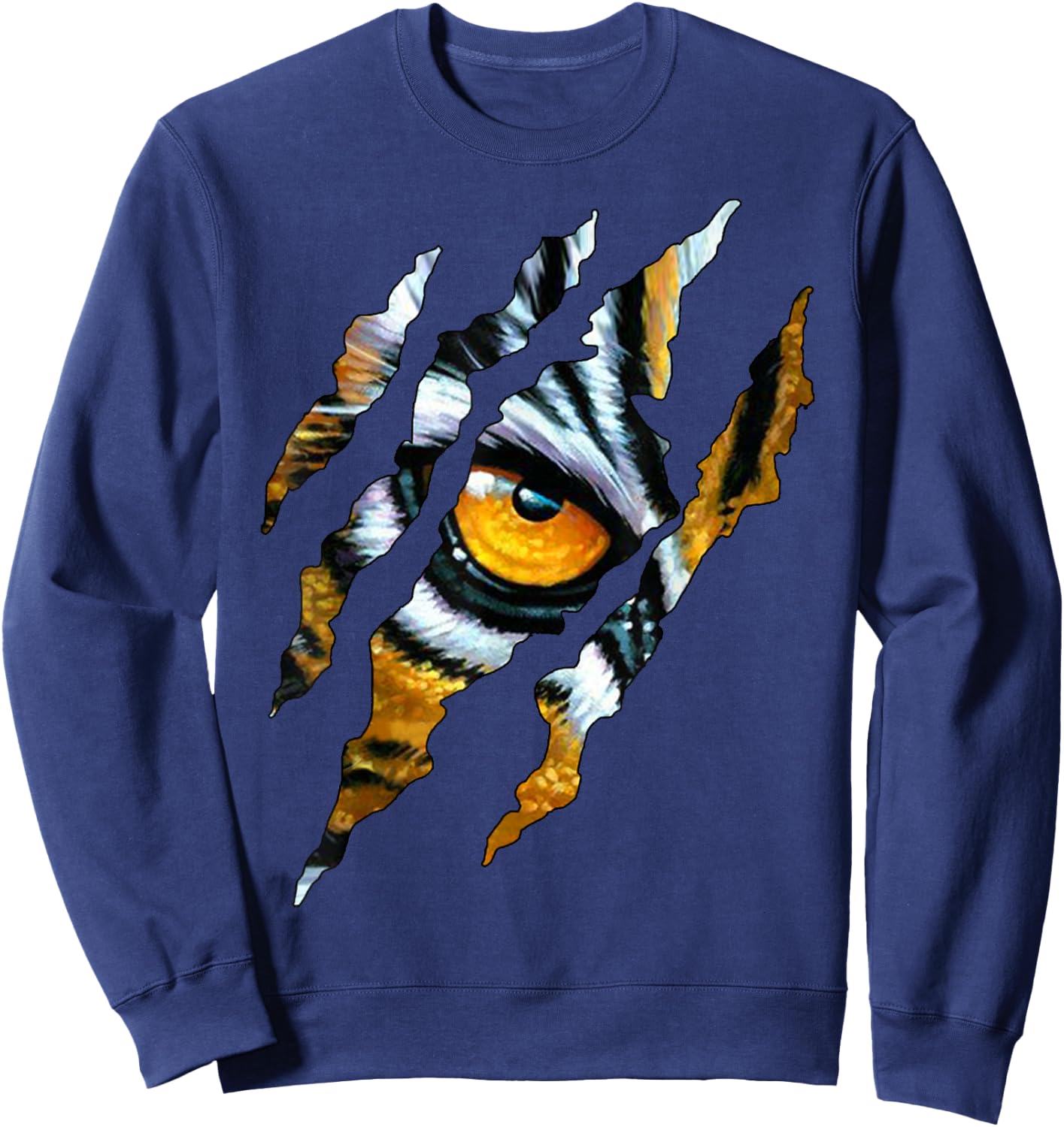 Tiger Cat Eye Claw Silhouette Sweatshirt - Sweatshirt | Navy