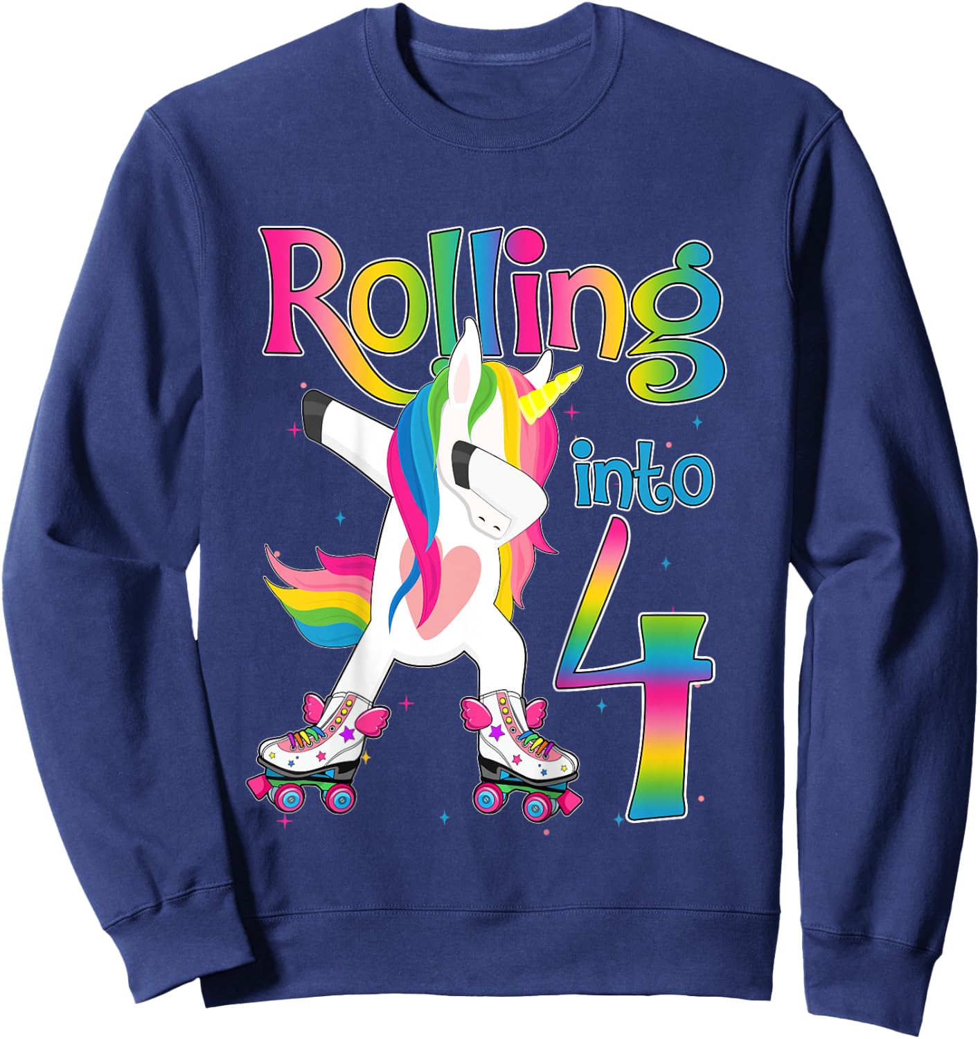 Rolling Into 4 years Let's Roll I'm Turning 4 Roller Skate Sweatshirt - Sweatshirt | Navy