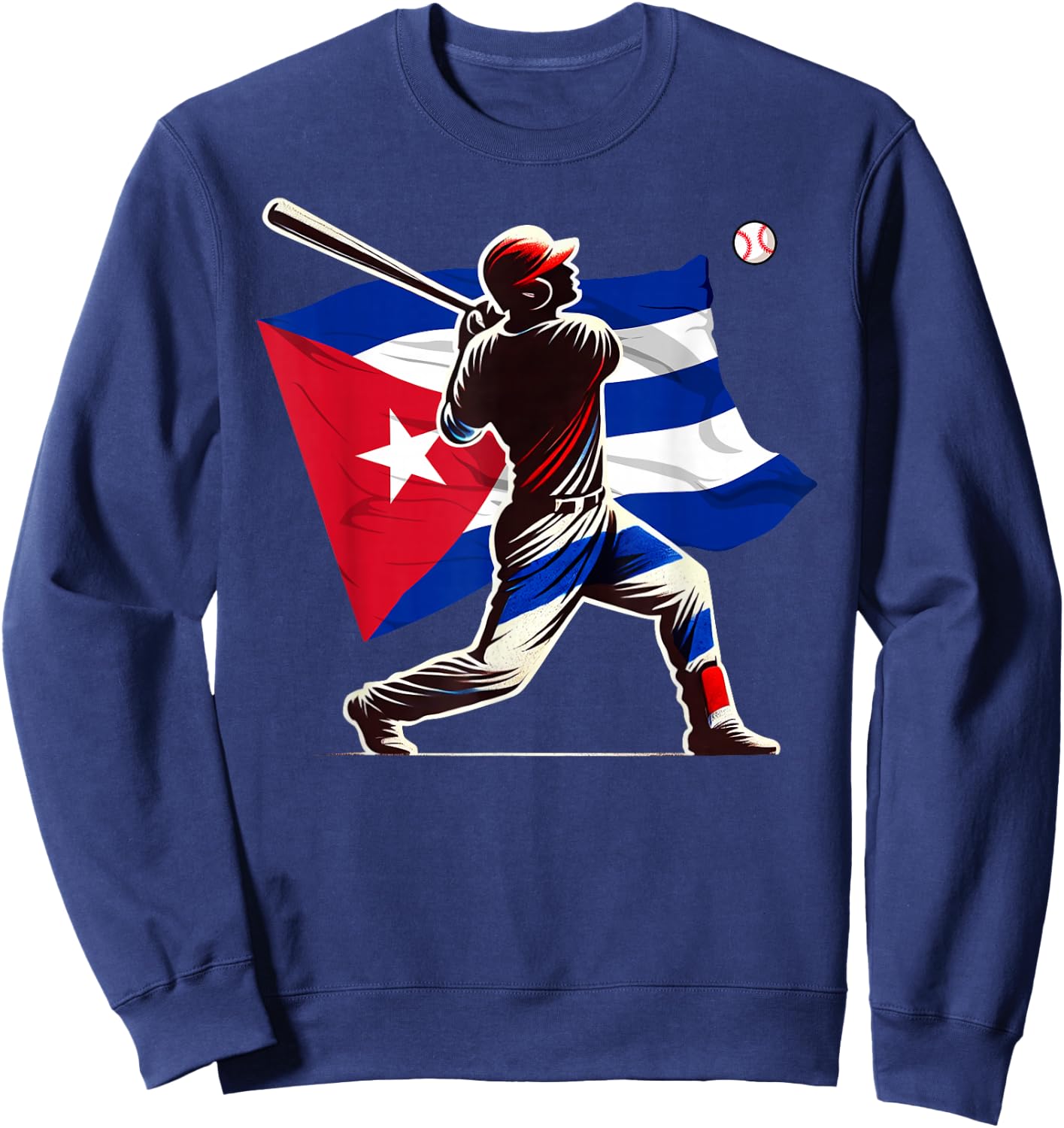 Baseball Pitcher Cuba Flag Cuban Softball Player Sweatshirt - Sweatshirt | Navy