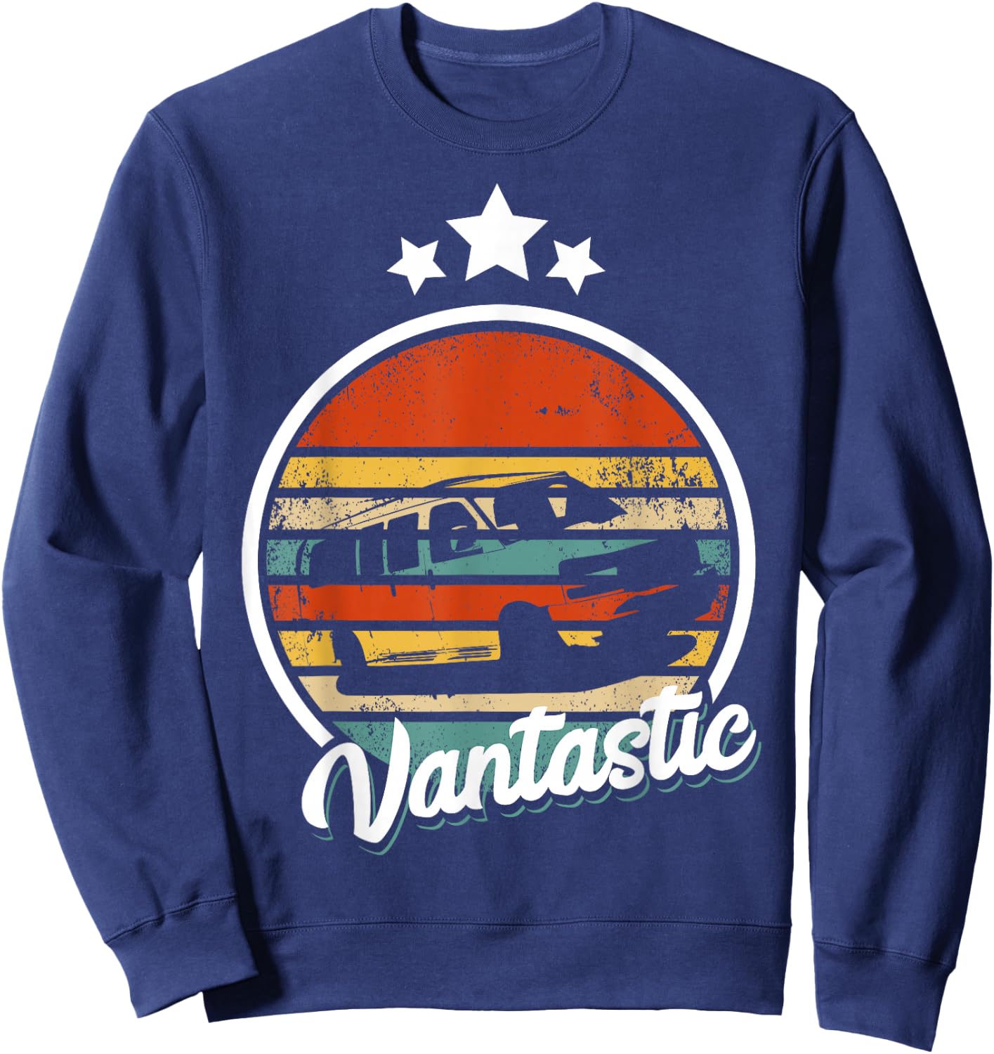 Retro Camper Van Life Vantastic - Vintage Vanlife Sweatshirt - Sweatshirt | Navy