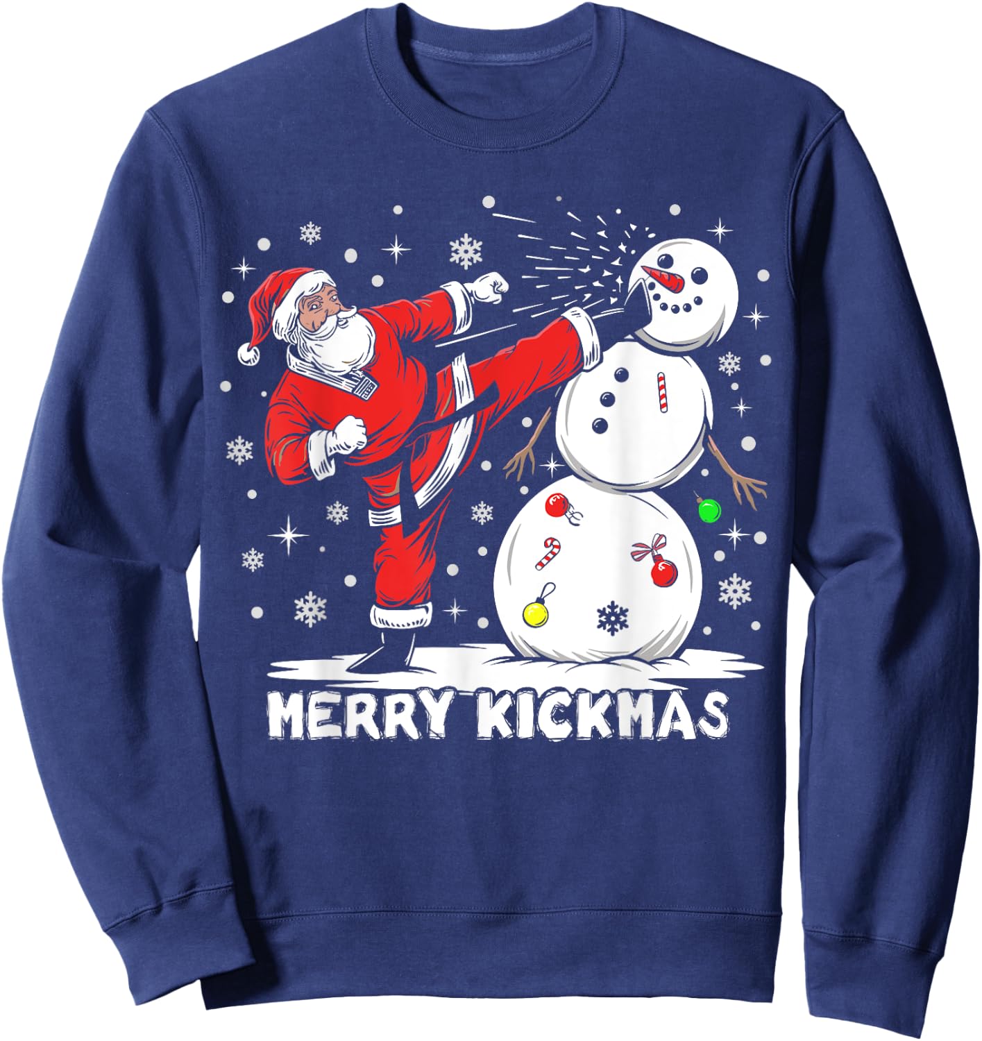 Merry Kickmas Funny Xmas Santa Taekwondo Christmas Judo Sweatshirt - Sweatshirt | Navy