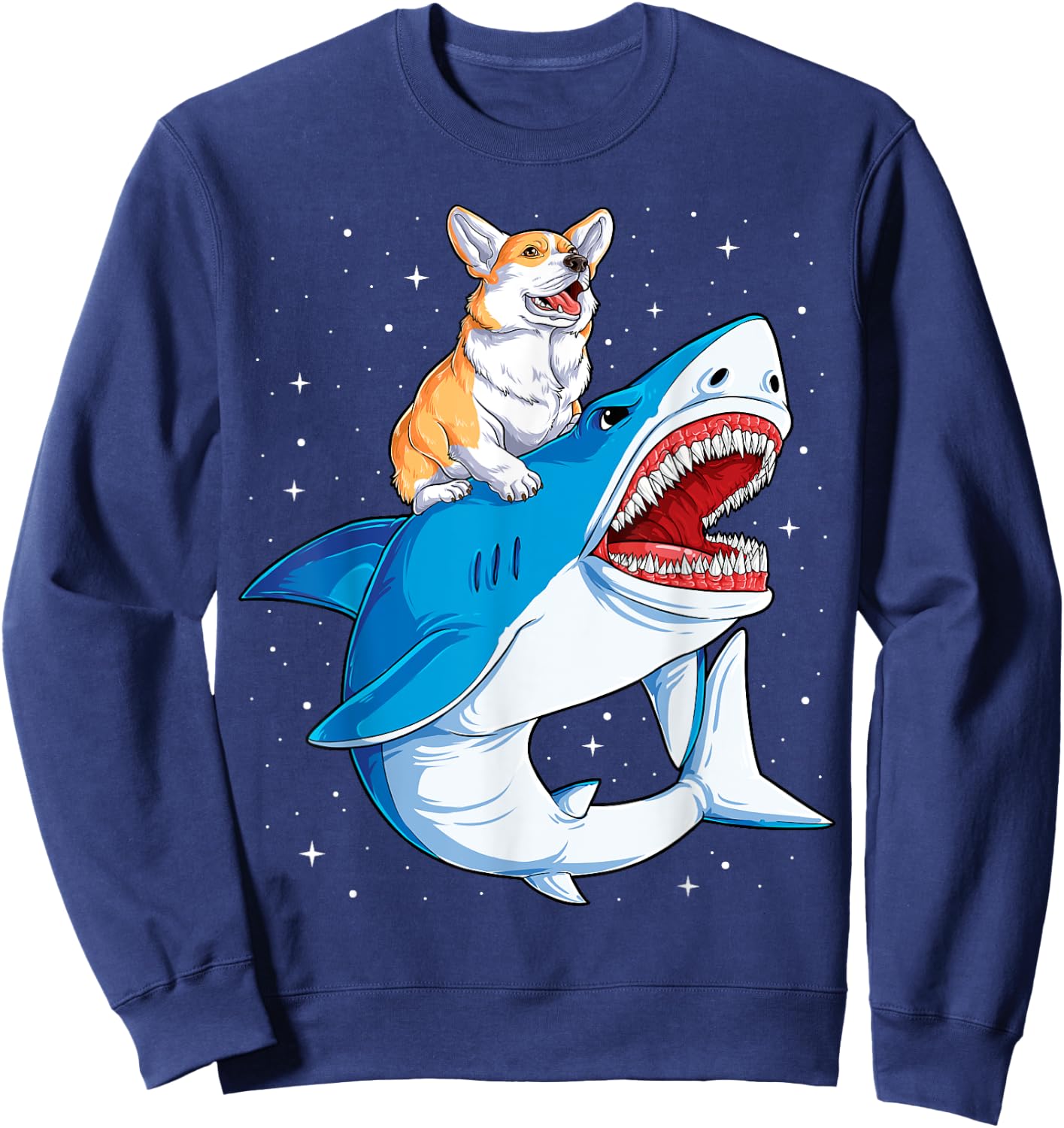 Corgi Shark T shirt Kids Boys Men Space Galaxy Jawsome Gifts Sweatshirt - Sweatshirt | Navy