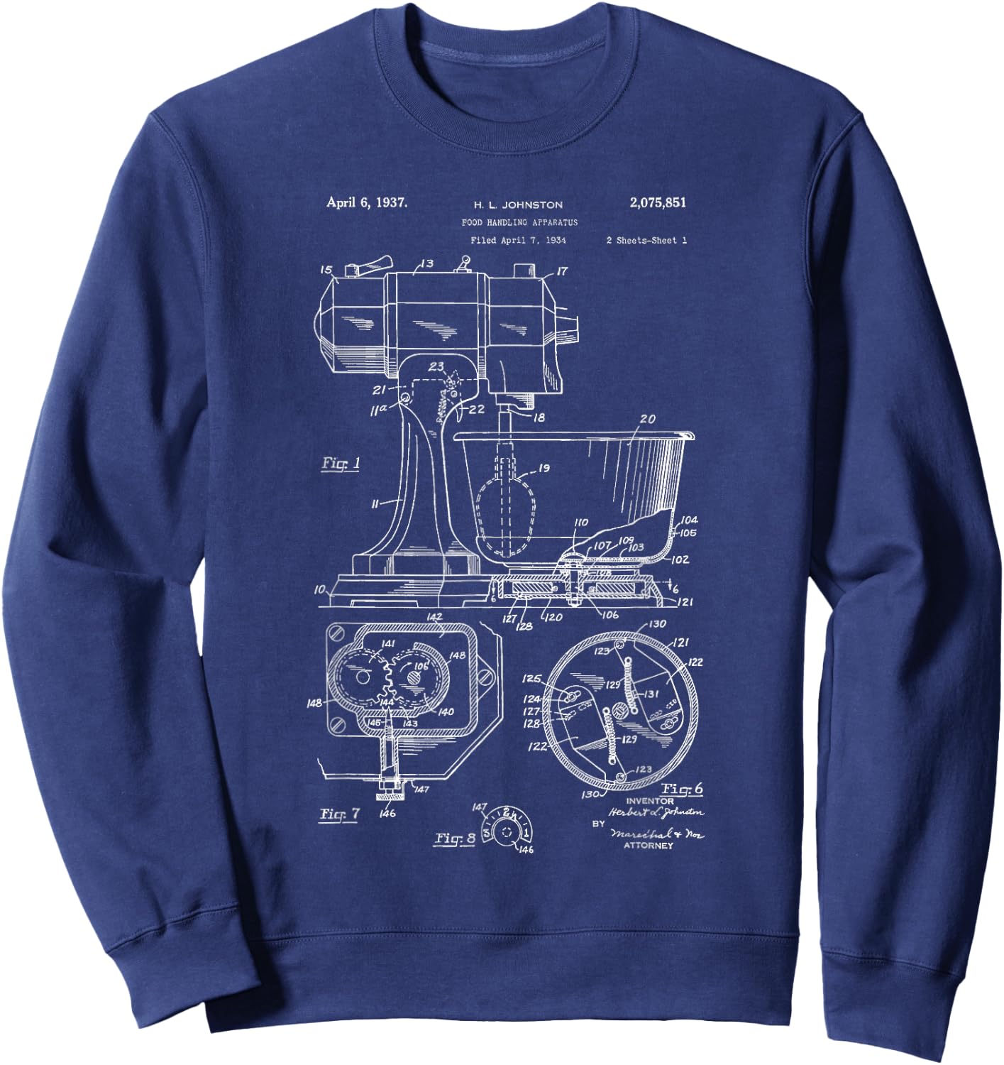 Kitchen Mixer Patent Drawing Gift Bakers Sweatshirt - Sweatshirt | Navy