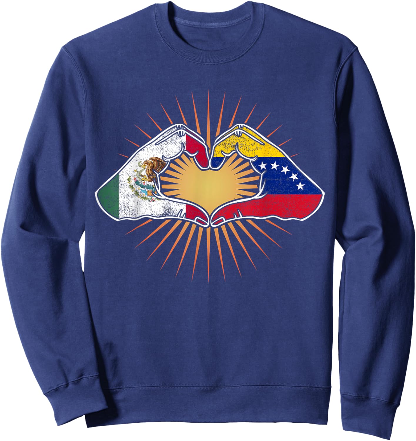 Mexico and Venezuela. Heart Hands Sweatshirt - Sweatshirt | Navy