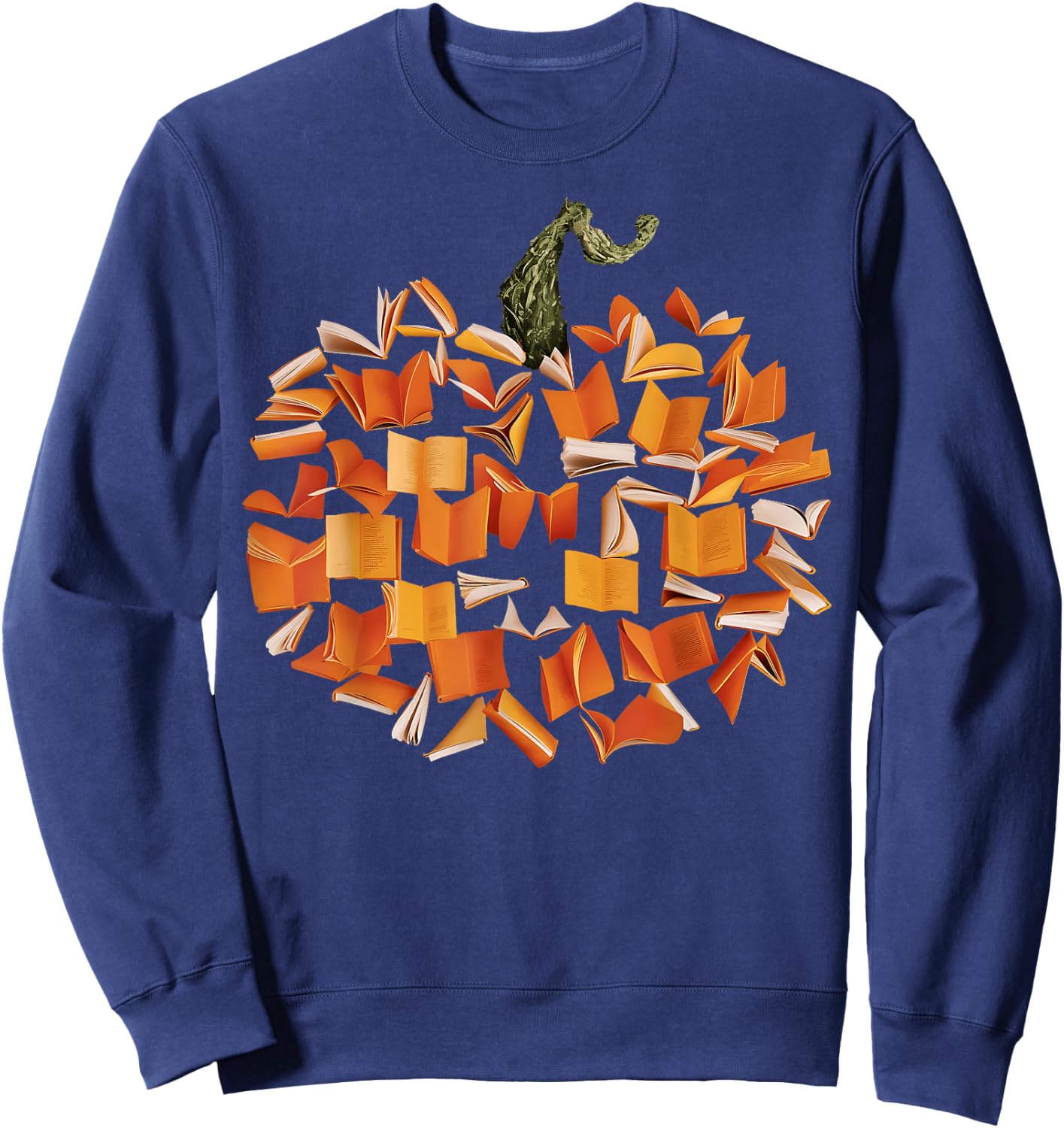 Vintage Book Pumpkin Autumn Fall Librarians Bookworm Teacher Sweatshirt - Sweatshirt | Navy