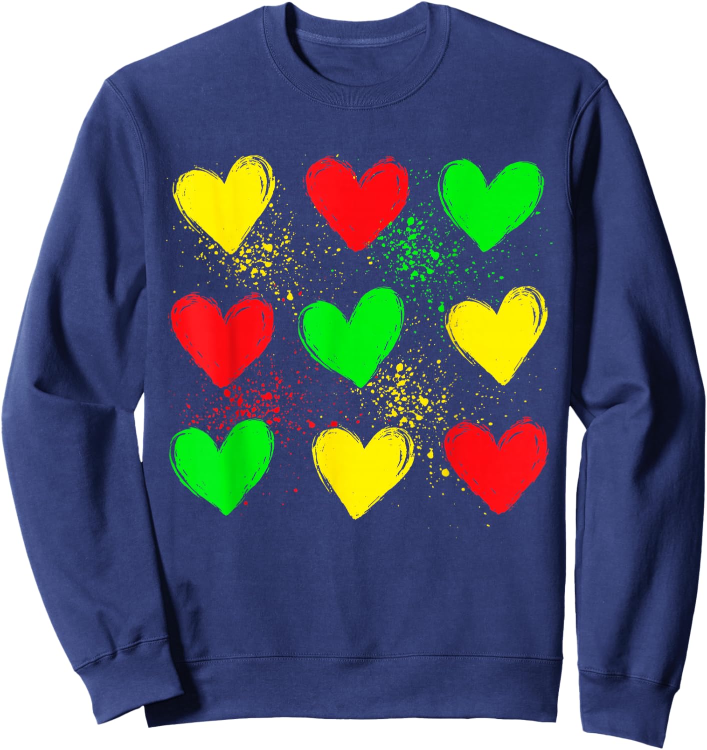 Juneteenth Black History Hearts Red Yellow Green Women Girl Sweatshirt - Sweatshirt | Navy