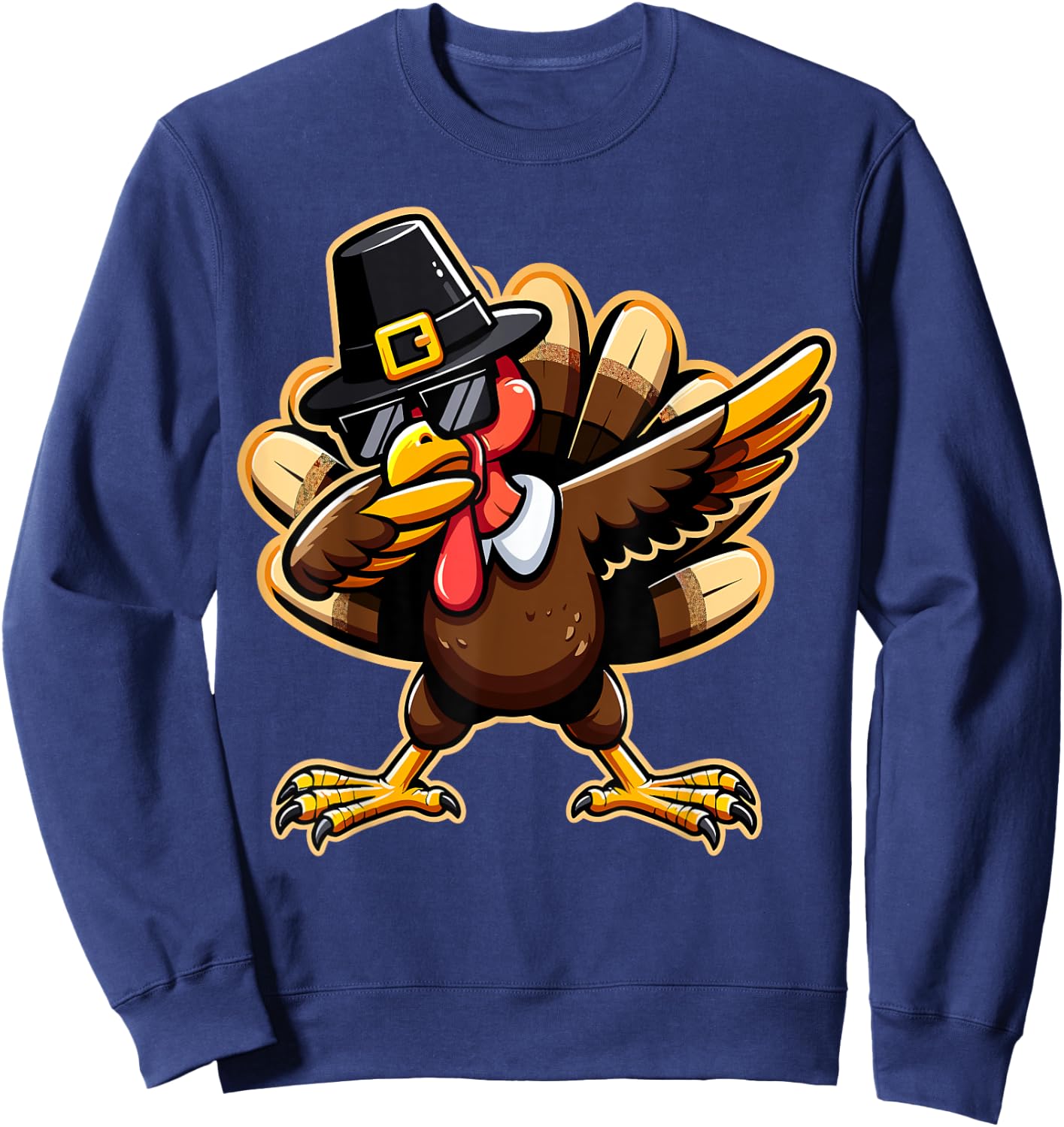 Thanksgiving Dabbing Turkey Sweatshirt - Sweatshirt | Navy