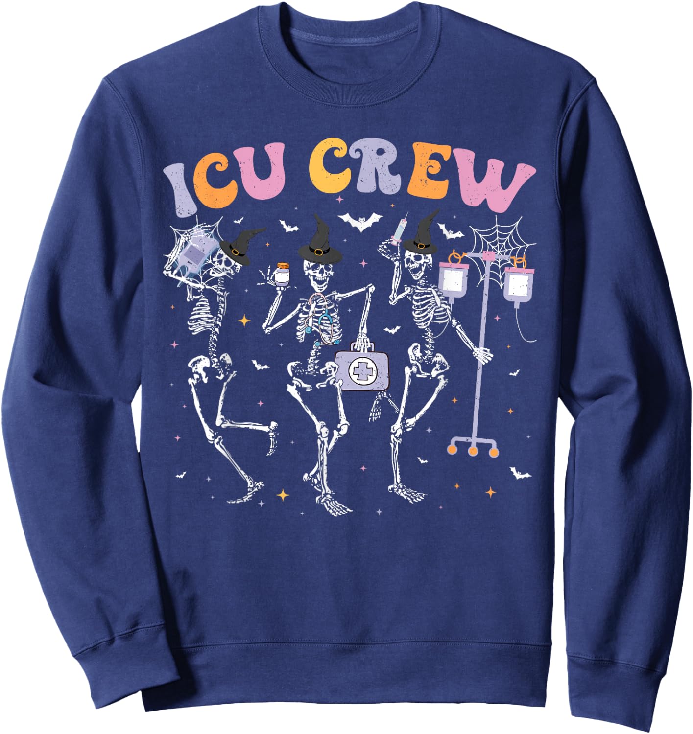 Intensive Care Unit Crew Skeleton ICU Crew Halloween Sweatshirt - Sweatshirt | Navy