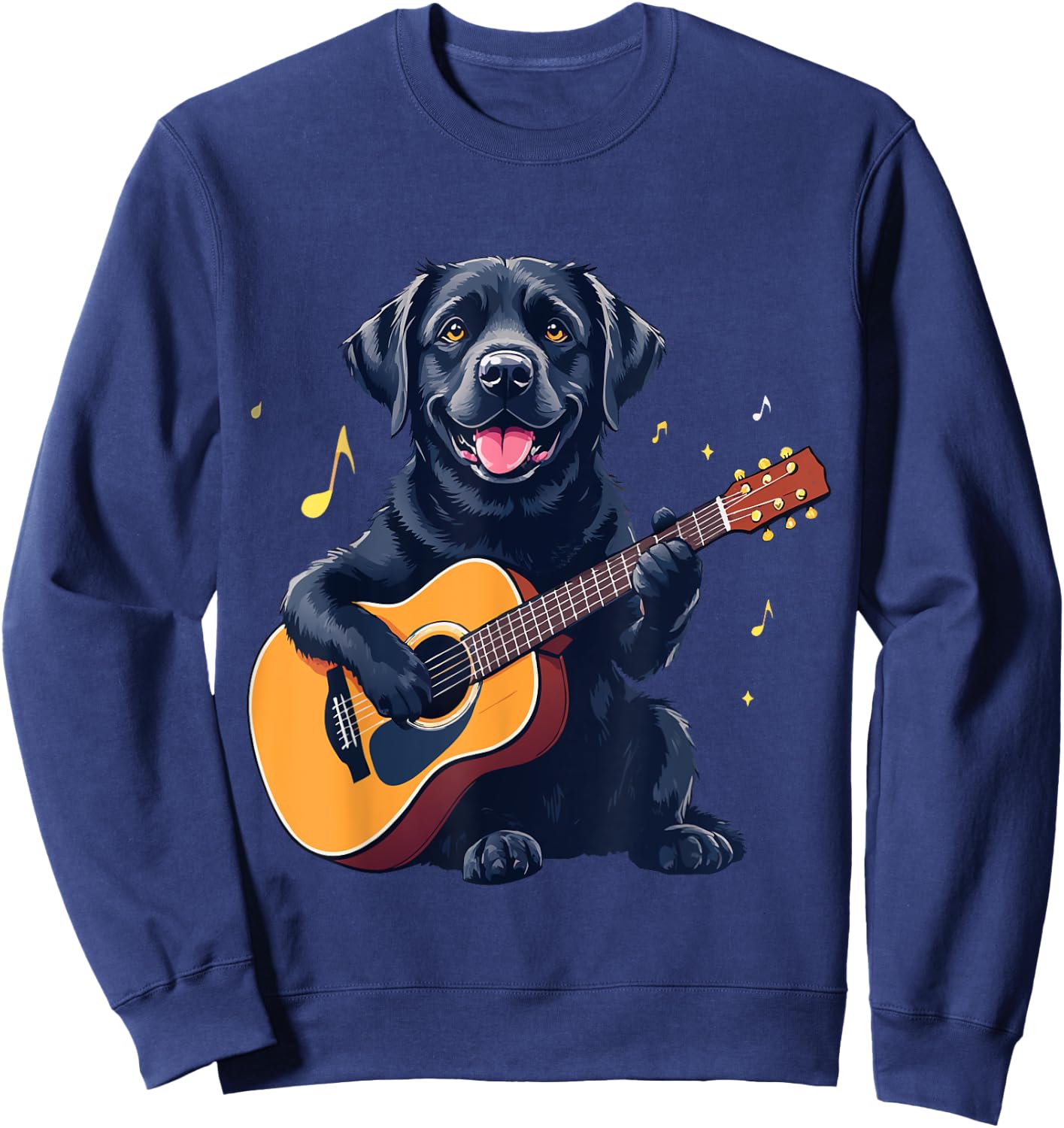 Funny Musical Black Lab guitar player boys and kids Sweatshirt - Sweatshirt | Navy