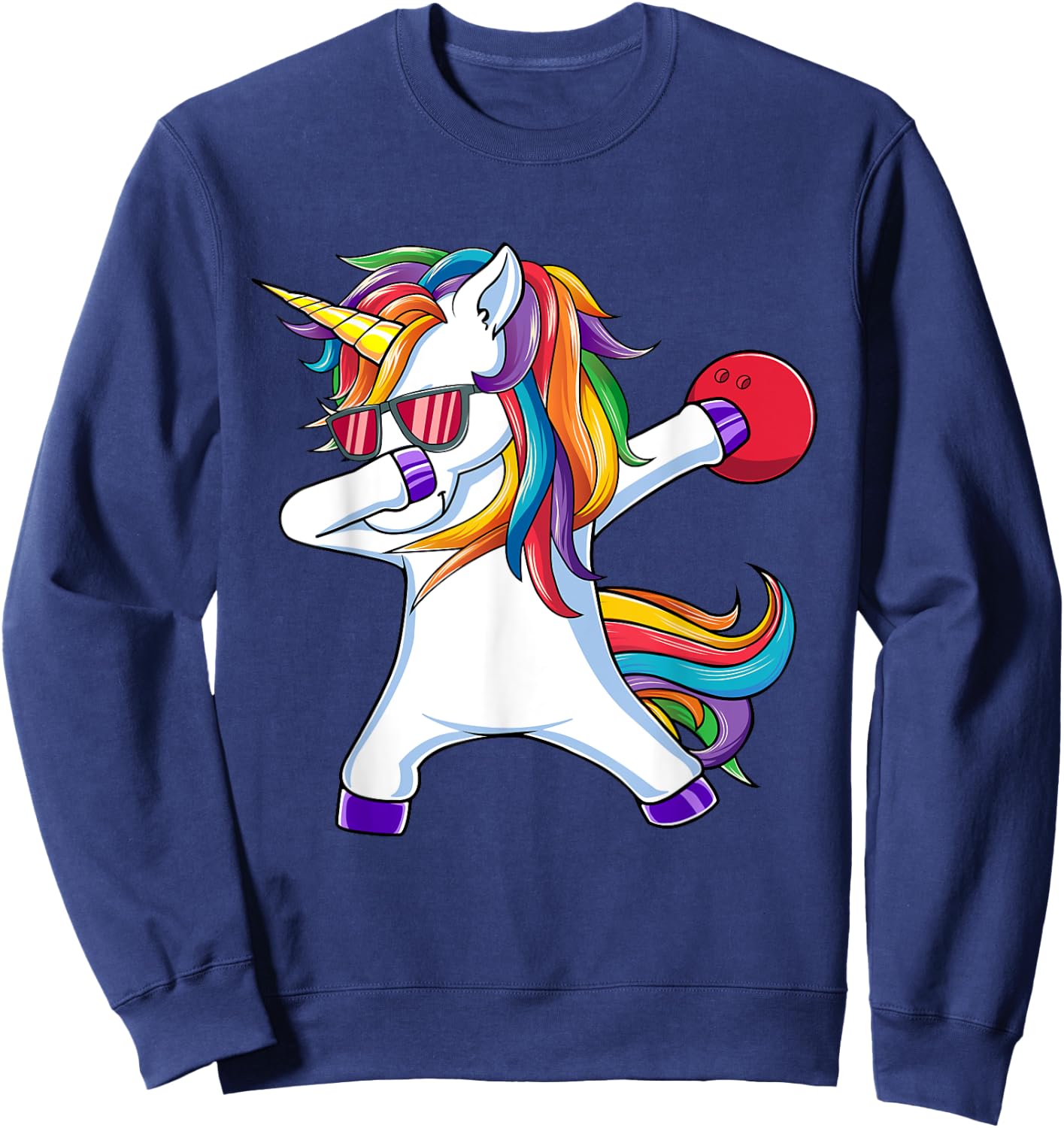Dabbing Unicorn Bowling Funny Dab Dance Sweatshirt - Sweatshirt | Navy
