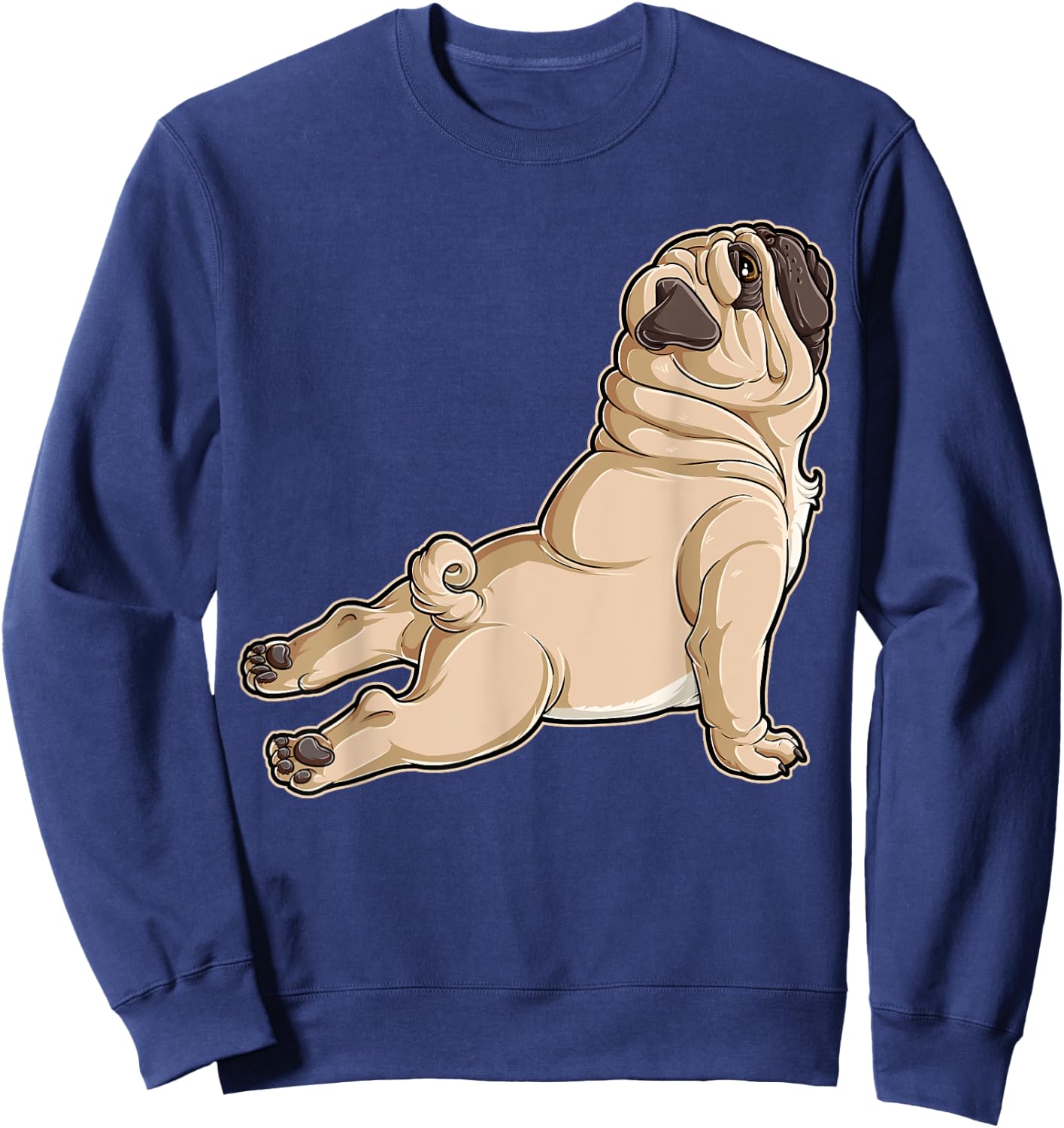 Pug Yoga Fitness Workout Gym Dog Lovers Puppy Athletic Pose Men Women Girls Kids Sweatshirt - Sweatshirt | Navy