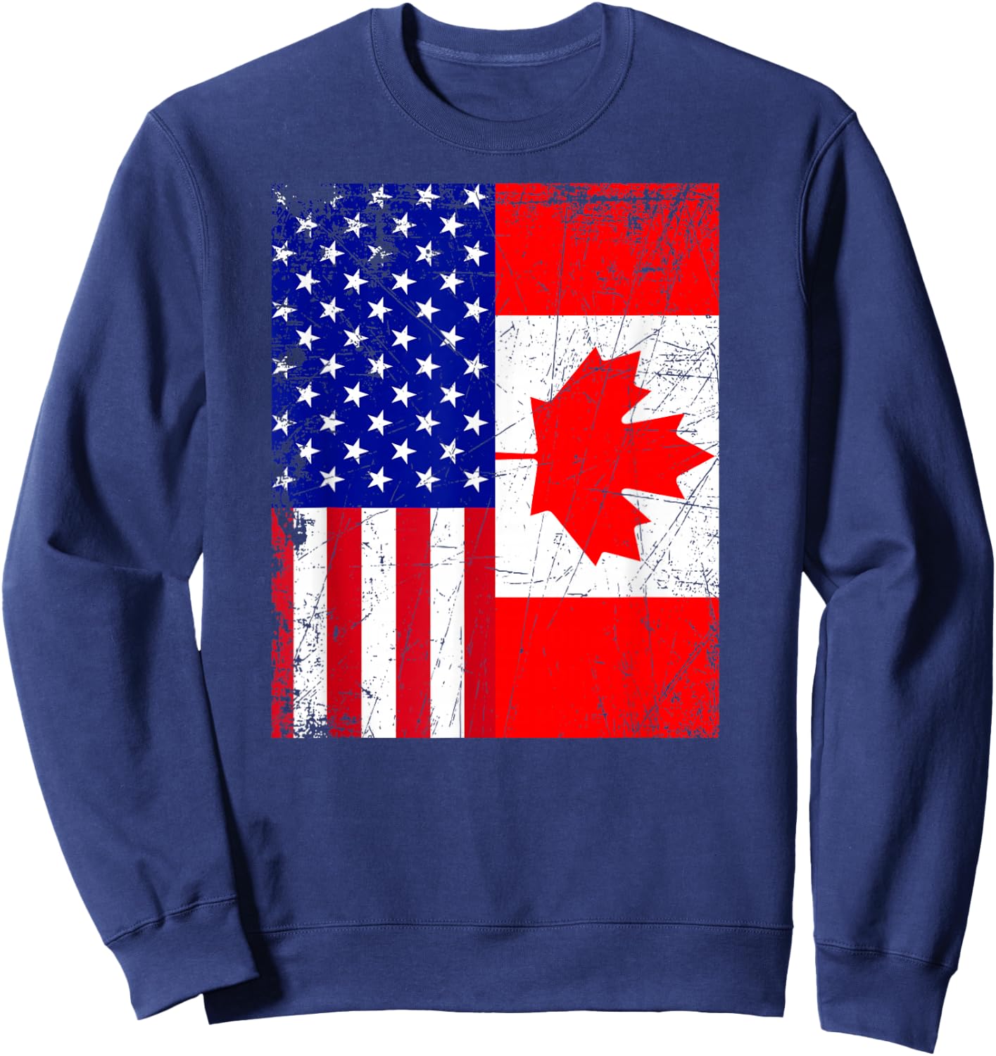 Canadian American Shirt USA Canada Flag 4th of July Sweatshirt - Sweatshirt | Navy