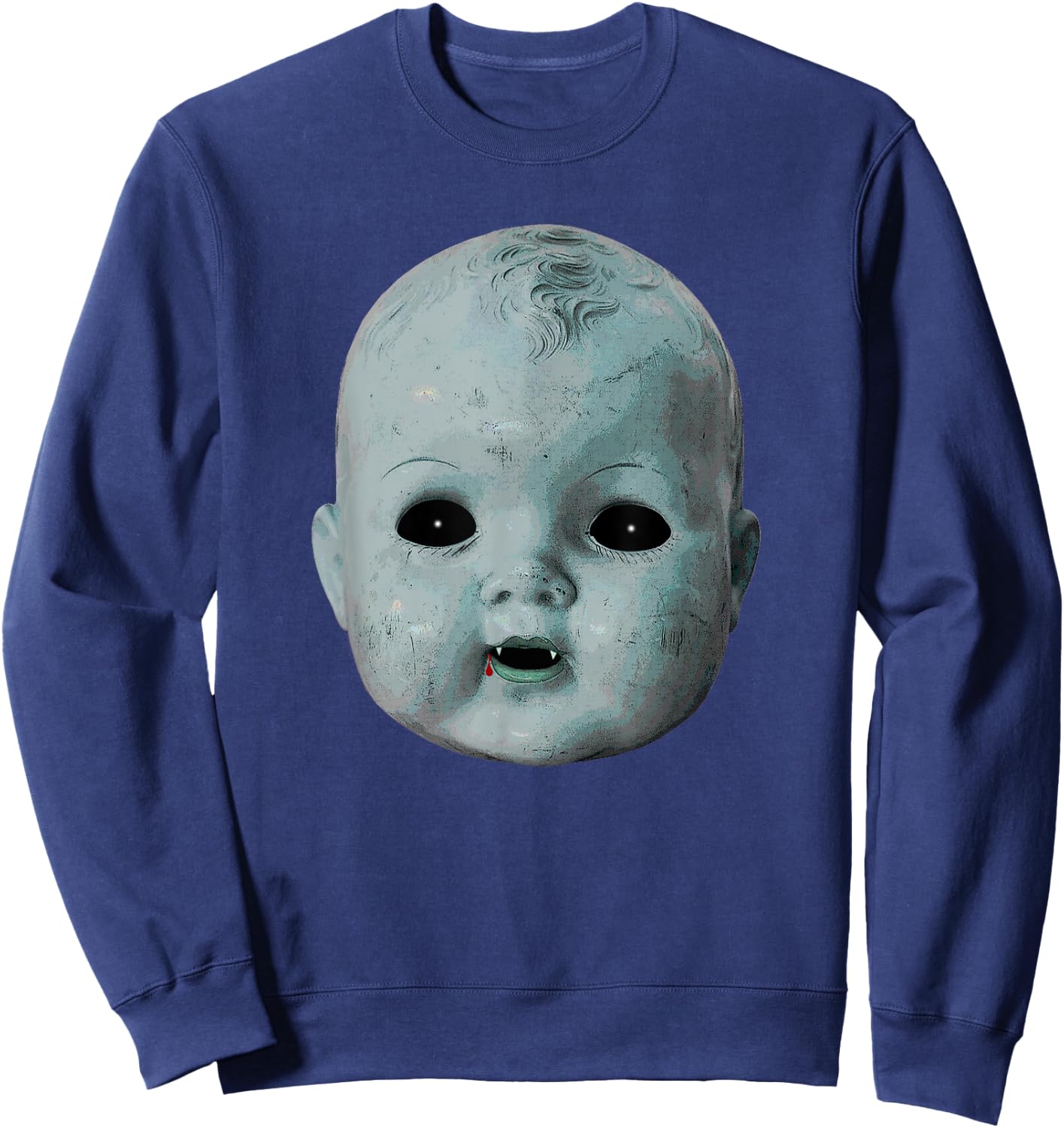 Scary Doll Head Ghost Creepy Halloween Vampire Baby Costume Sweatshirt - Sweatshirt | Navy