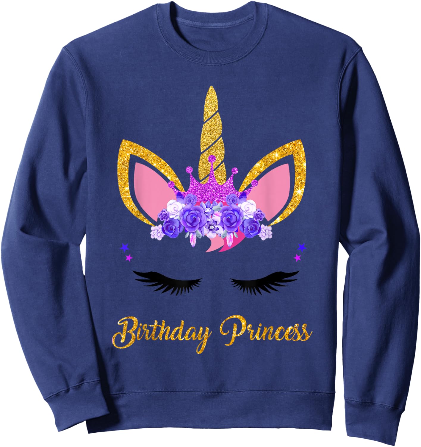 Unicorn Birthday Princess Shirt Unicorn Girl Birthday Party Sweatshirt - Sweatshirt | Navy
