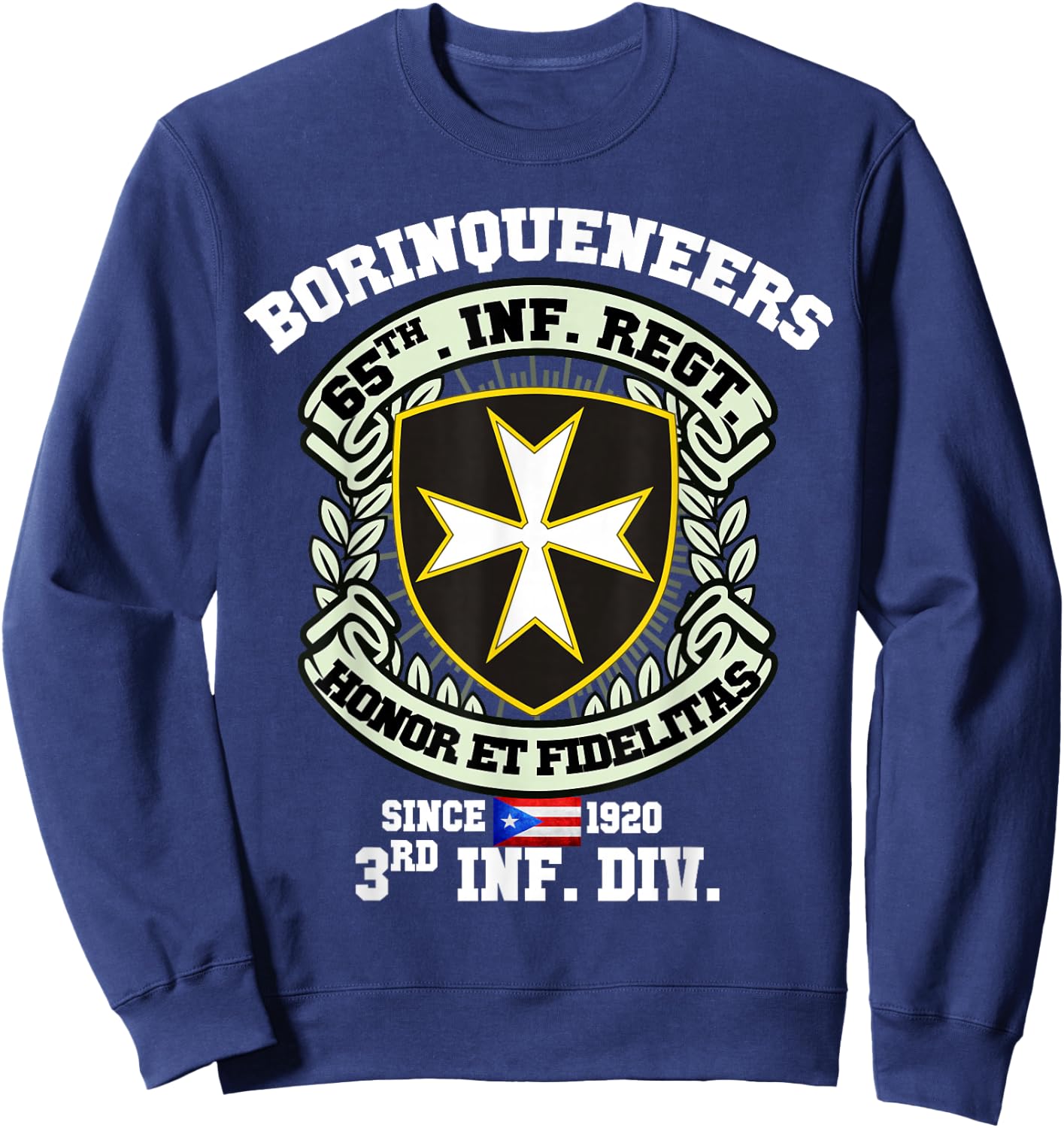 Puerto Rico Pride Borinqueneers Military Sweatshirt - Sweatshirt | Navy