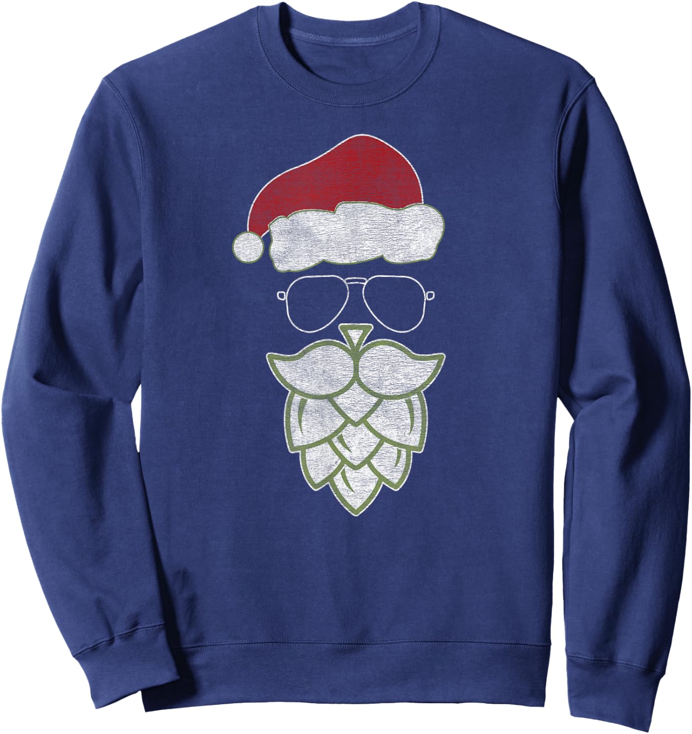 Festive Christmas Santa Claus Beer Hops Beard - Cool & Funny Sweatshirt - Sweatshirt | Navy