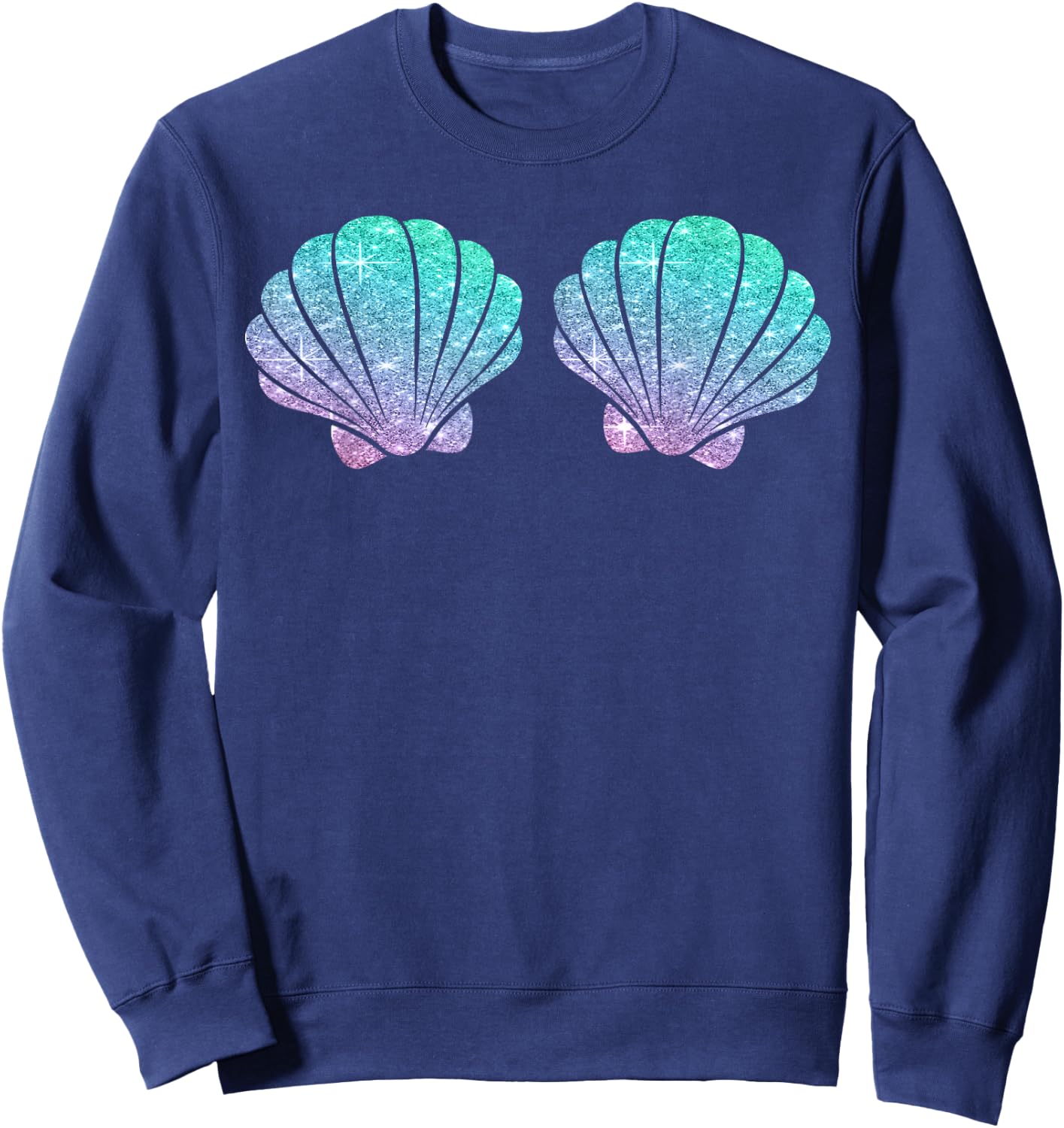 Halloween Girl Costume, Cute Mermaid Shell Bra Costume Women Sweatshirt - Sweatshirt | Navy