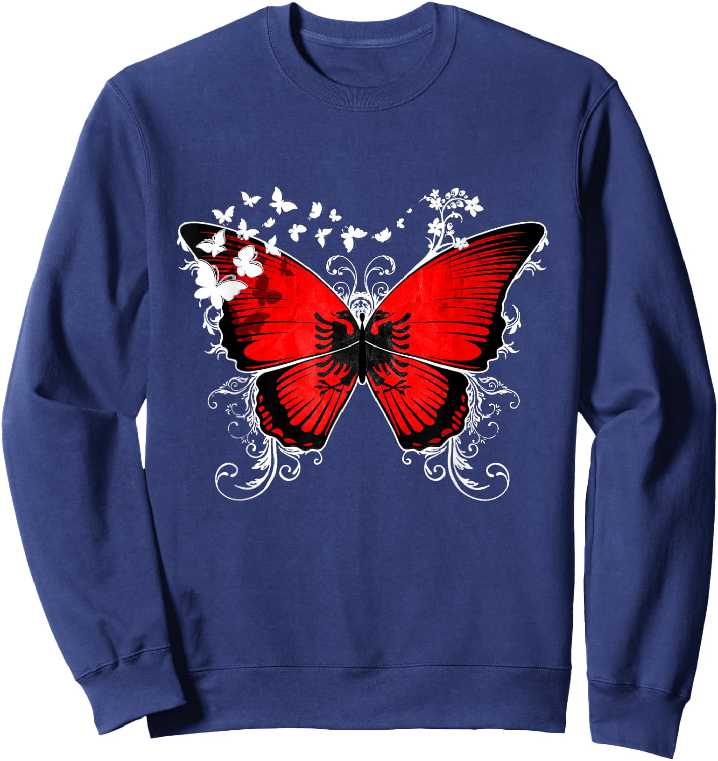 Albania Flag Shirt Albanian Pride Heritage DNA Roots Gift Sweatshirt - Sweatshirt | Navy
