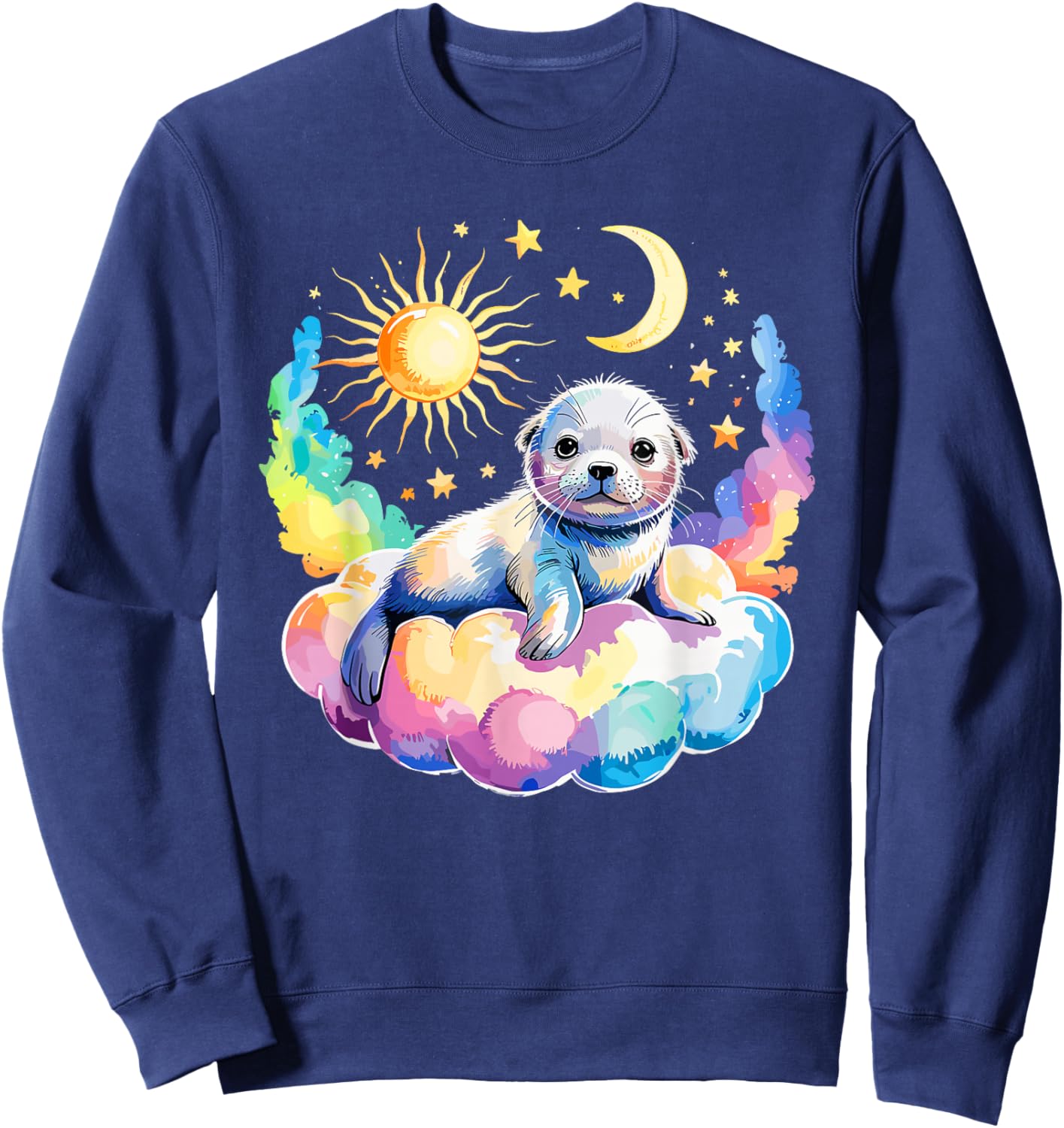 Rainbow Clouds Baby Seal Seals Sweatshirt - Sweatshirt | Navy