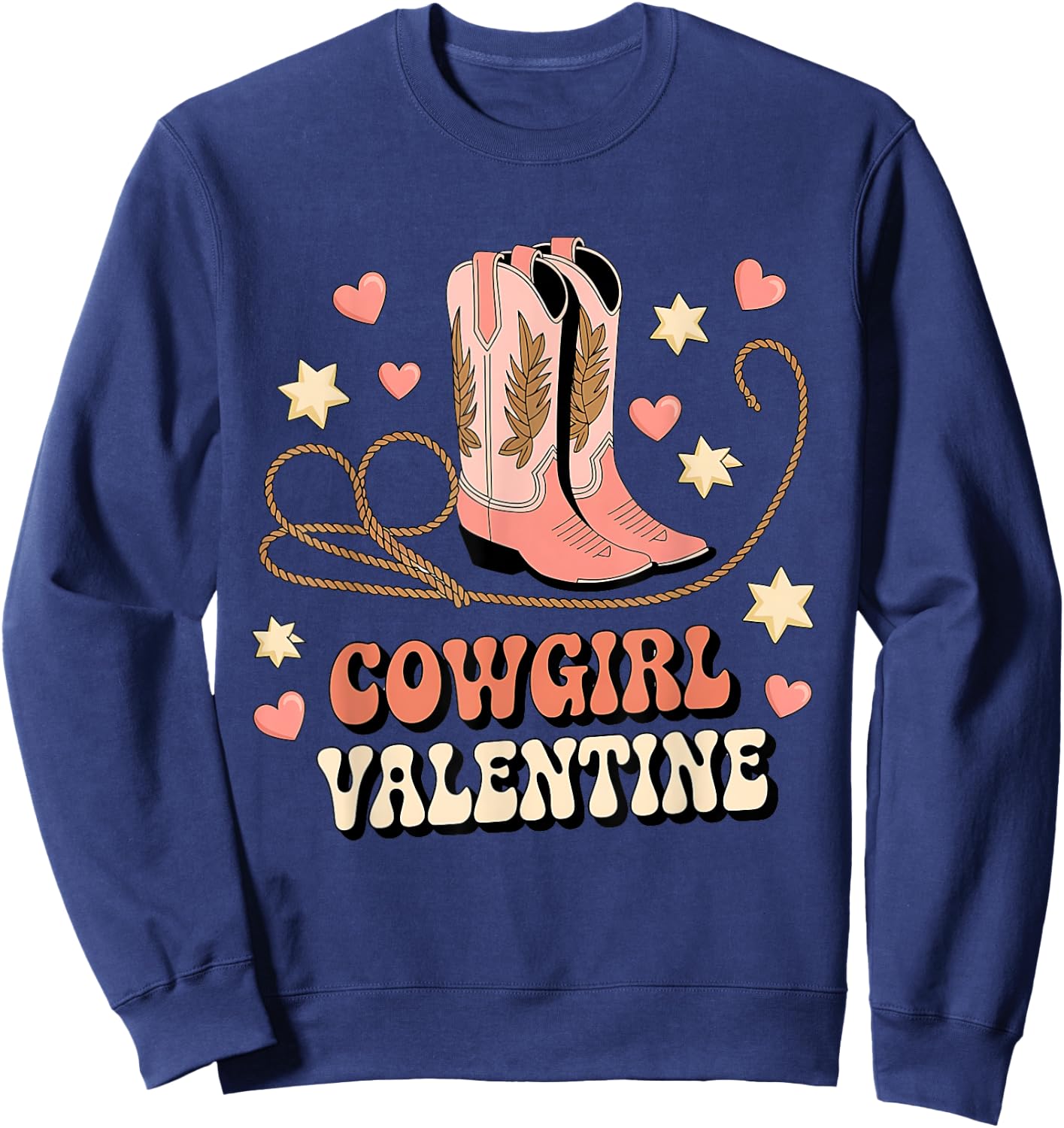 Cowgirl Valentine Pink Boots Y2K Country Girls Valentine Day Sweatshirt - Sweatshirt | Navy