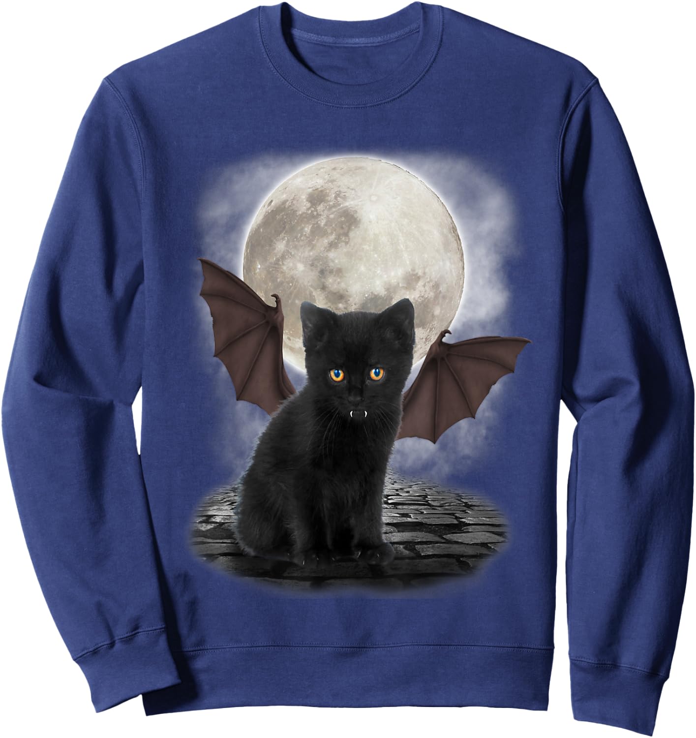 Gothic Bat Cat Shirt Vampire Funny Gifts Cats Lover Sweatshirt - Sweatshirt | Navy