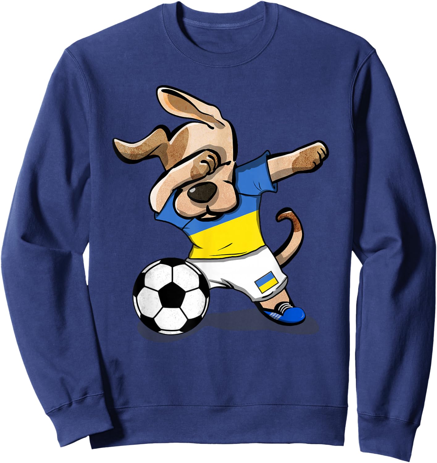 Dabbing Dog Ukraine Soccer Fans Jersey Ukrainian Football Sweatshirt - Sweatshirt | Navy