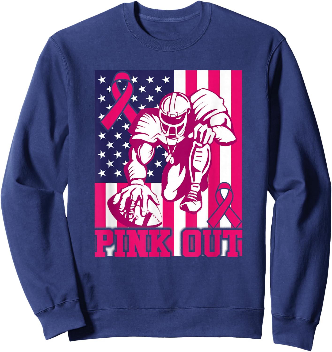 Pink Out Football Breast Cancer Awareness Toddler Boys Kids Sweatshirt - Sweatshirt | Navy