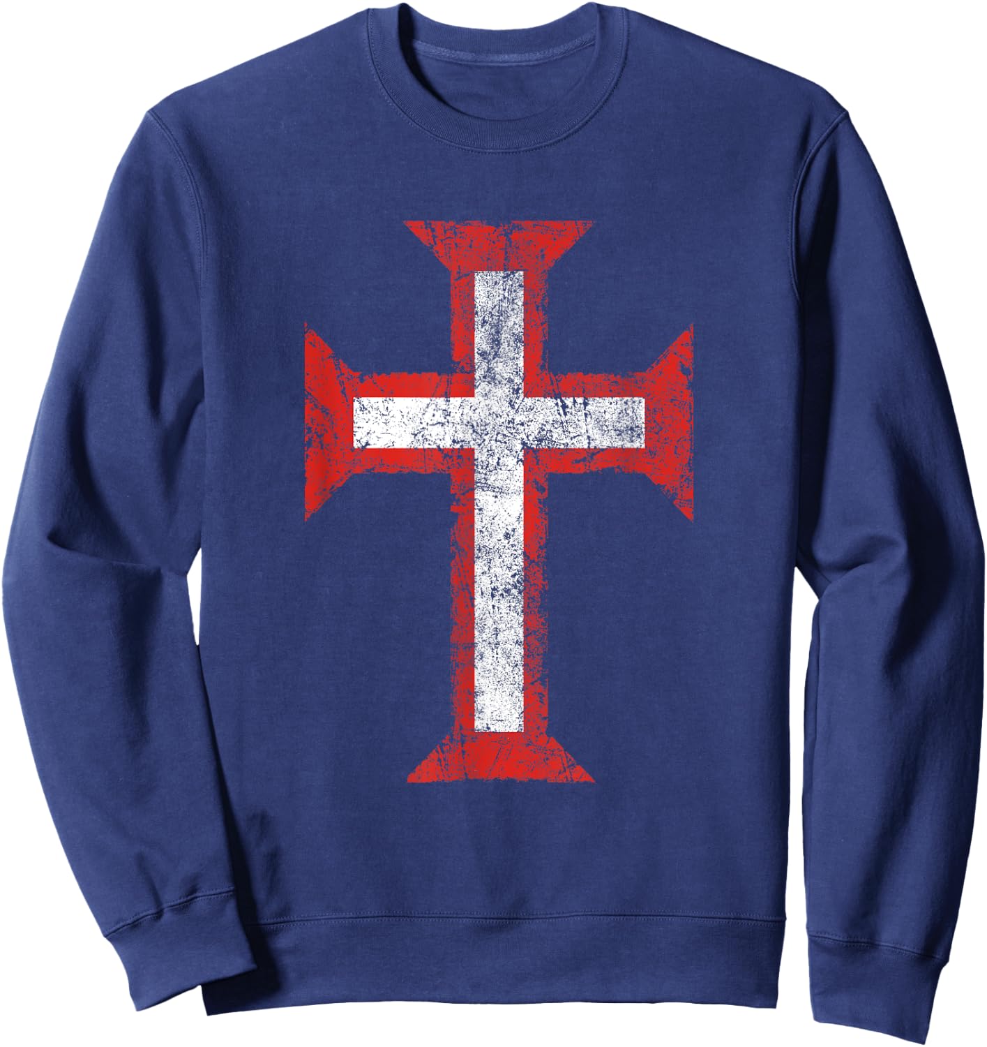 Order of Christ Cross-Templar-christian-Portugal-Eroded Sweatshirt - Sweatshirt | Navy