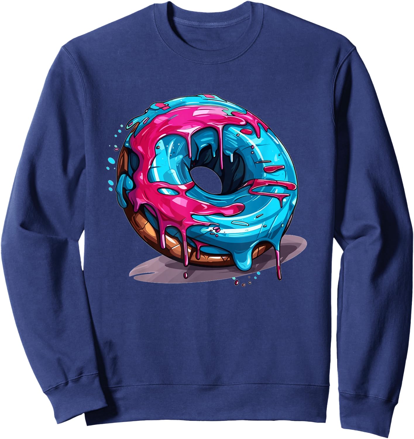 Colorful Drippy Donut Sweatshirt - Sweatshirt | Navy