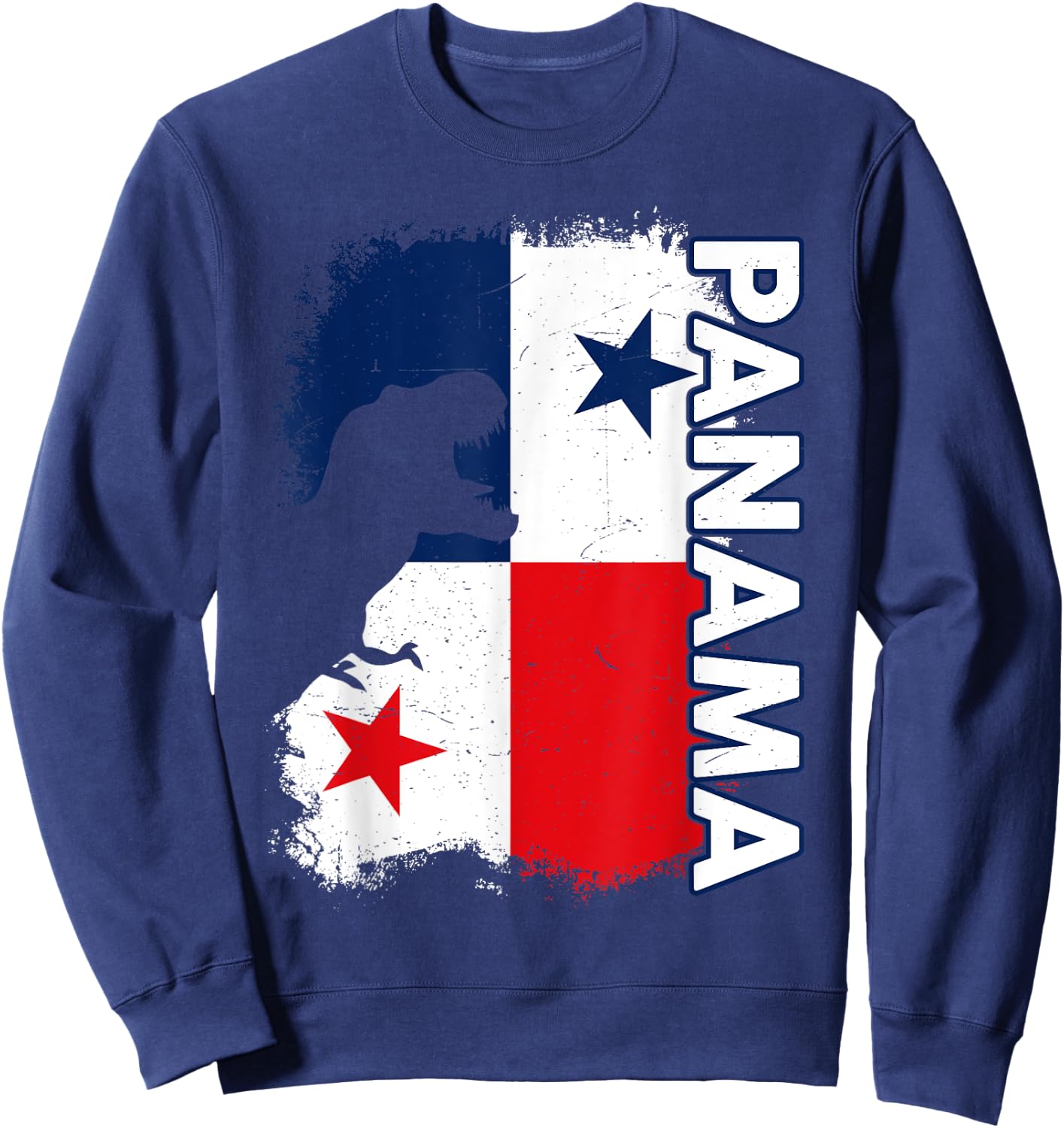 Kids Panama Flag Boy Dino Panamanian Hispanic Heritage Month Sweatshirt - Sweatshirt | Navy