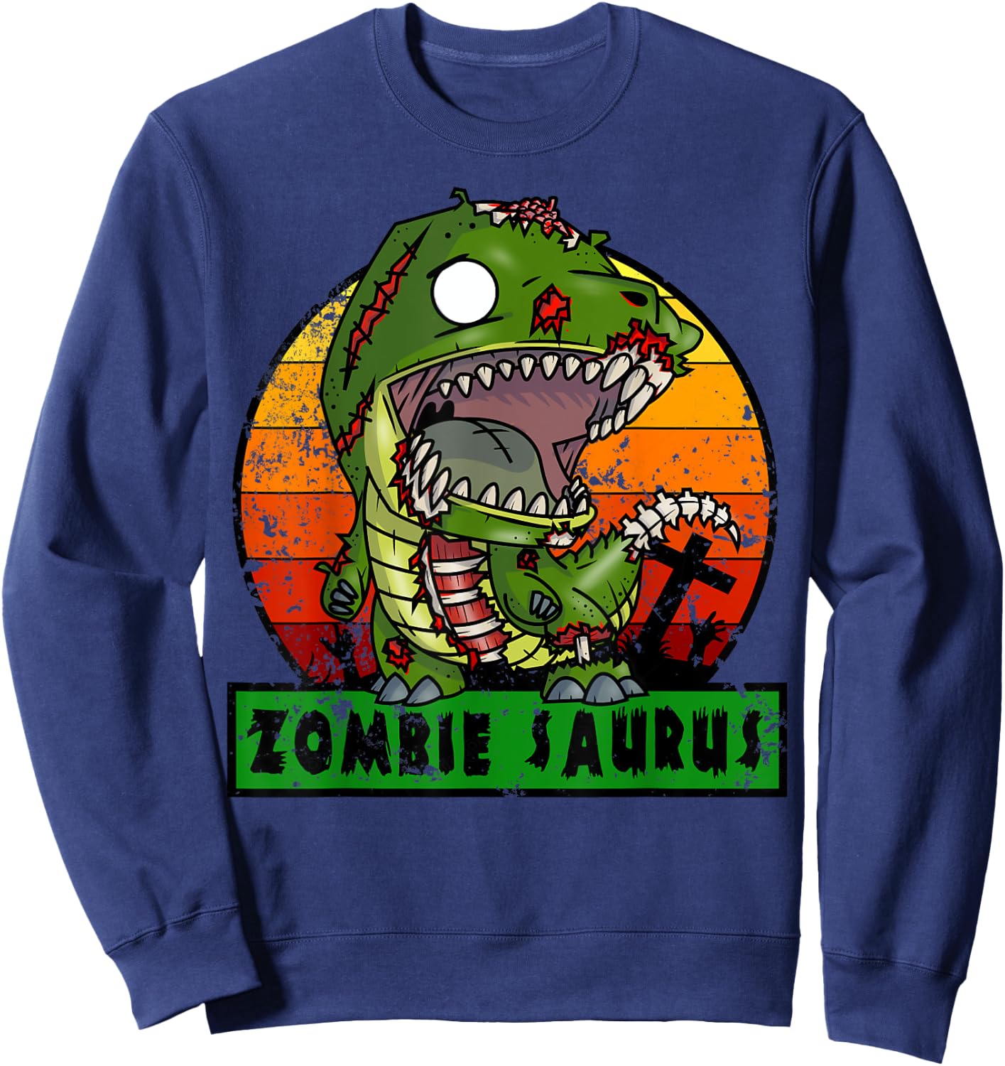 Zombie Saurus Zombiesaurus Dinosaur Halloween Costume Boys Sweatshirt - Sweatshirt | Navy