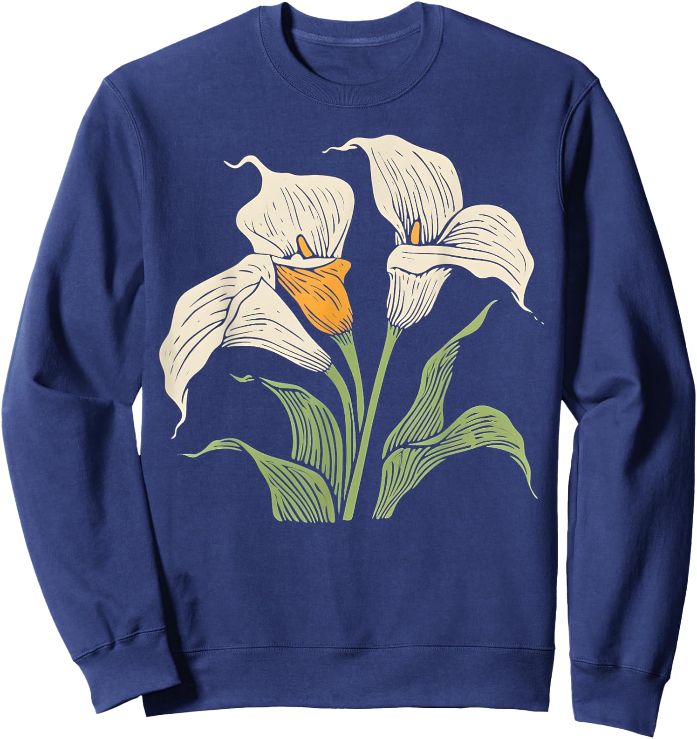 Vintage Botanical Calla Lily Flower Girl Floral Plant Mom Sweatshirt - Sweatshirt | Navy