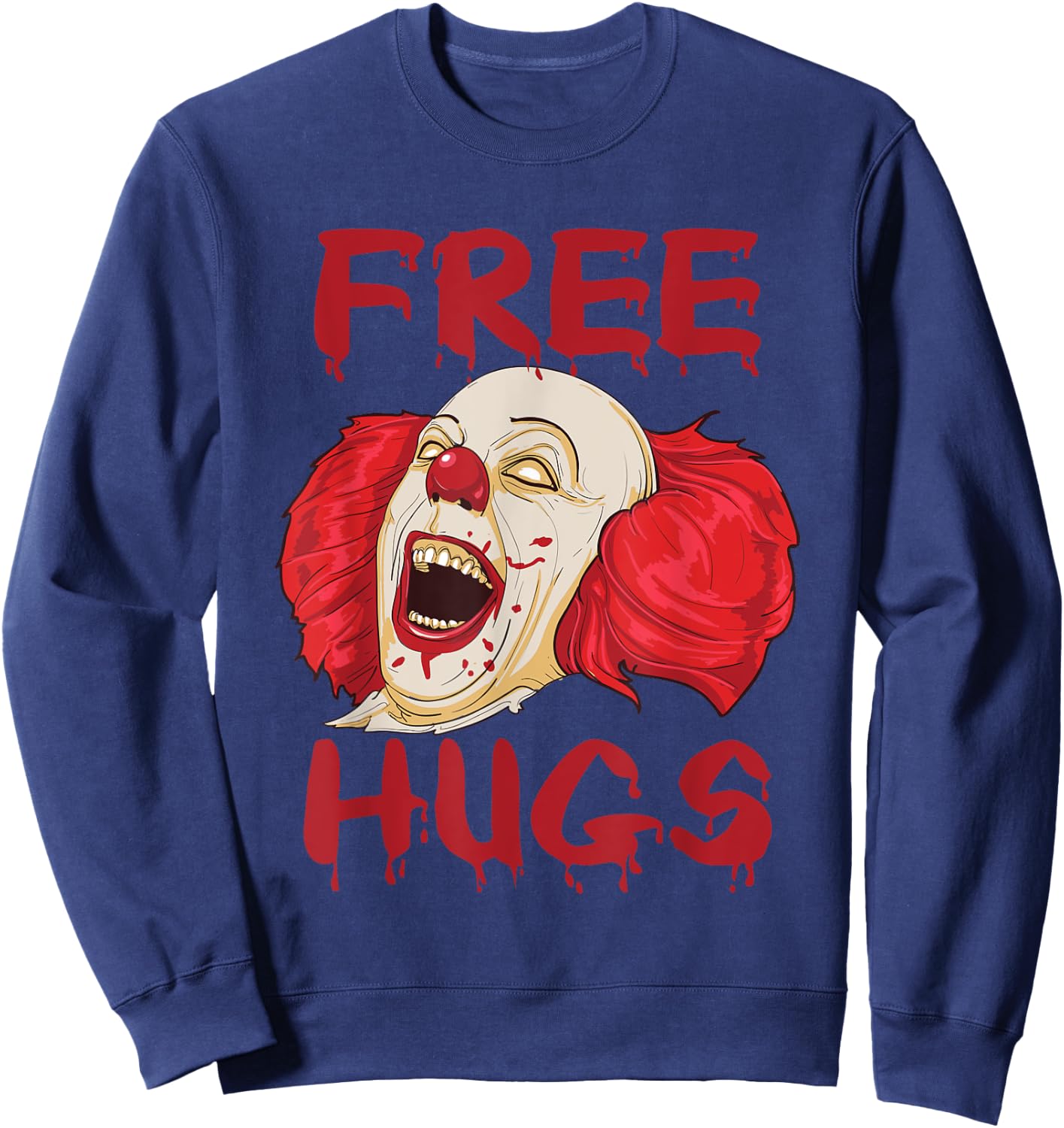 Free Hugs Halloween Evil Killer Scary Clown Horror Gift Sweatshirt - Sweatshirt | Navy
