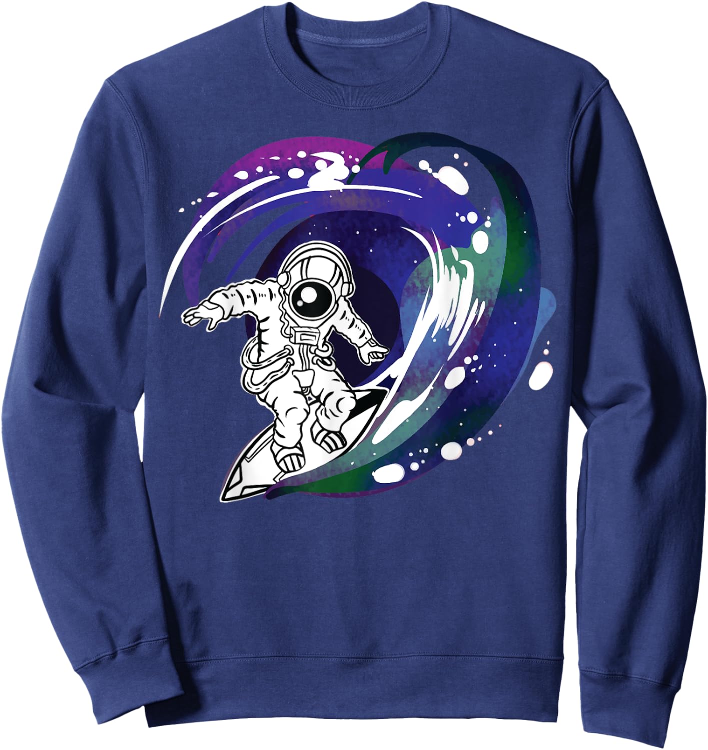 Outer Space Surfer Men's Surfing in Universe Galaxy Sweatshirt - Sweatshirt | Navy