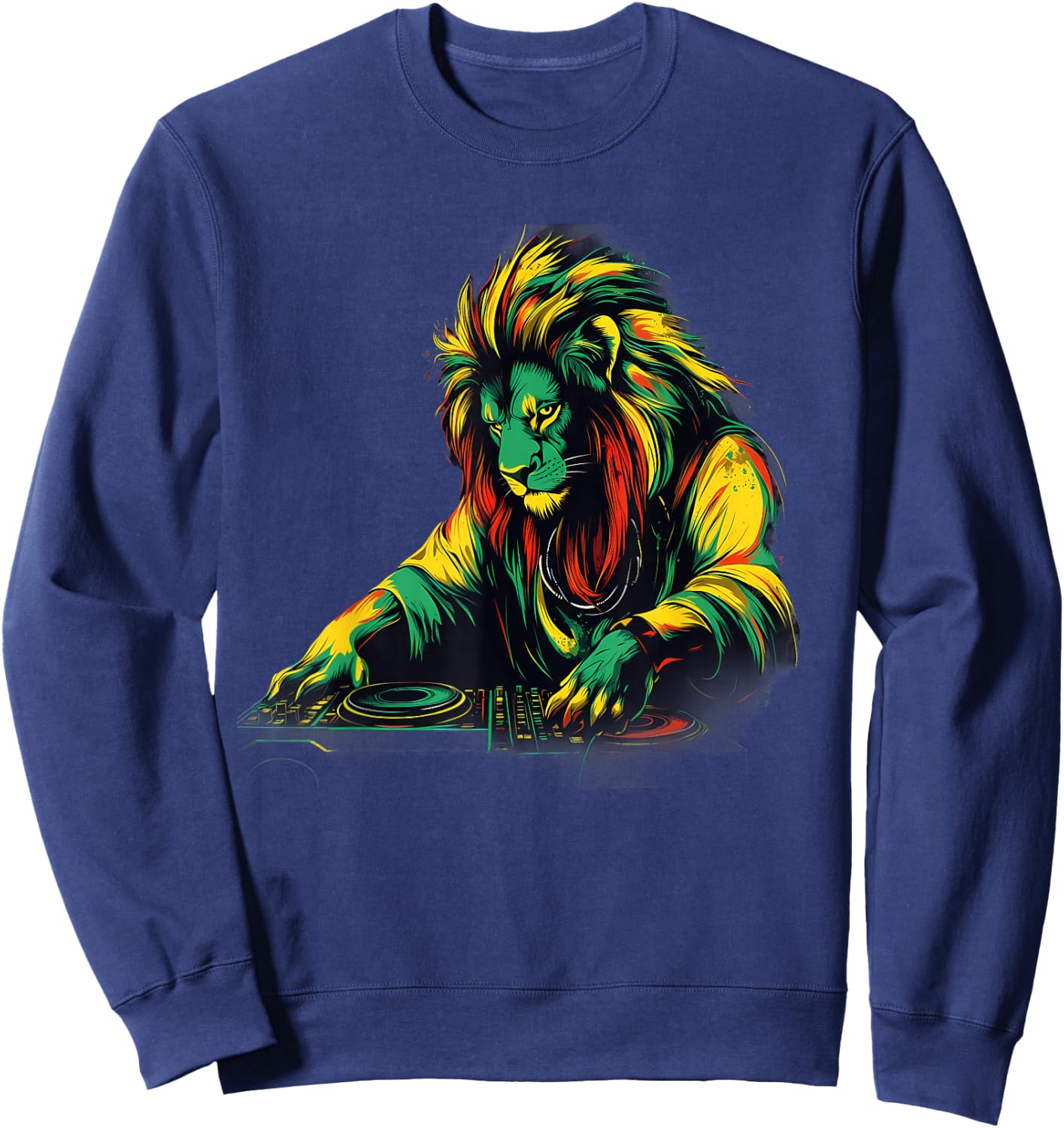 Rasta Reggae Music Headphones Rastafari Lion Of Judah Sweatshirt - Sweatshirt | Navy