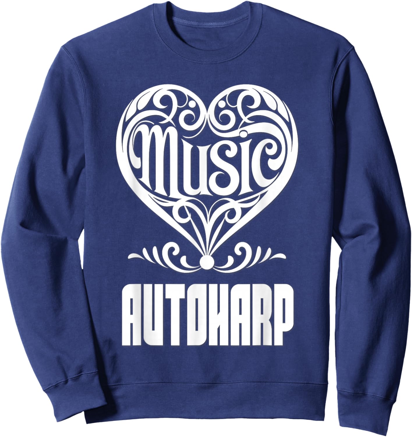 Music Lover Elegant Scrolled Heart for Autoharp Fans Sweatshirt - Sweatshirt | Navy