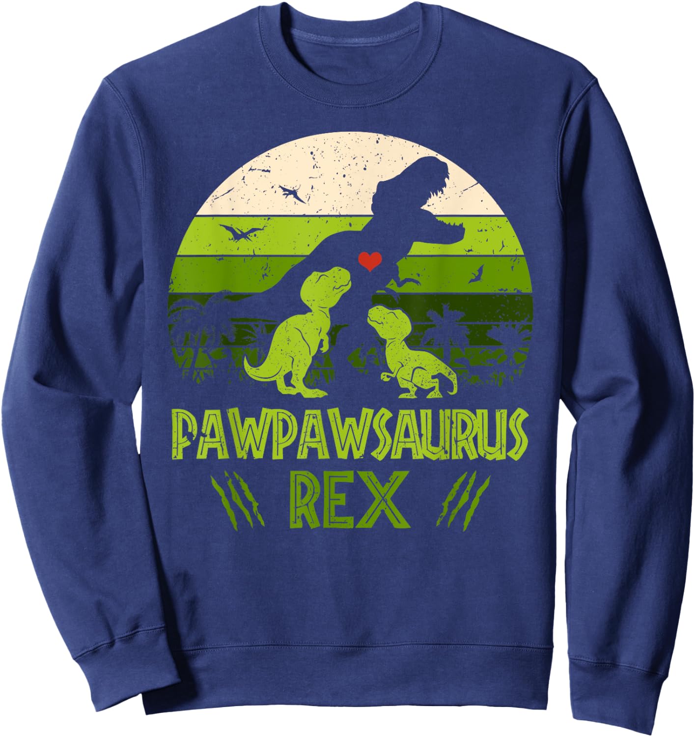 Pawpawsaurus Rex 2 Kids Sunset For Fathers Day Gift Sweatshirt - Sweatshirt | Navy