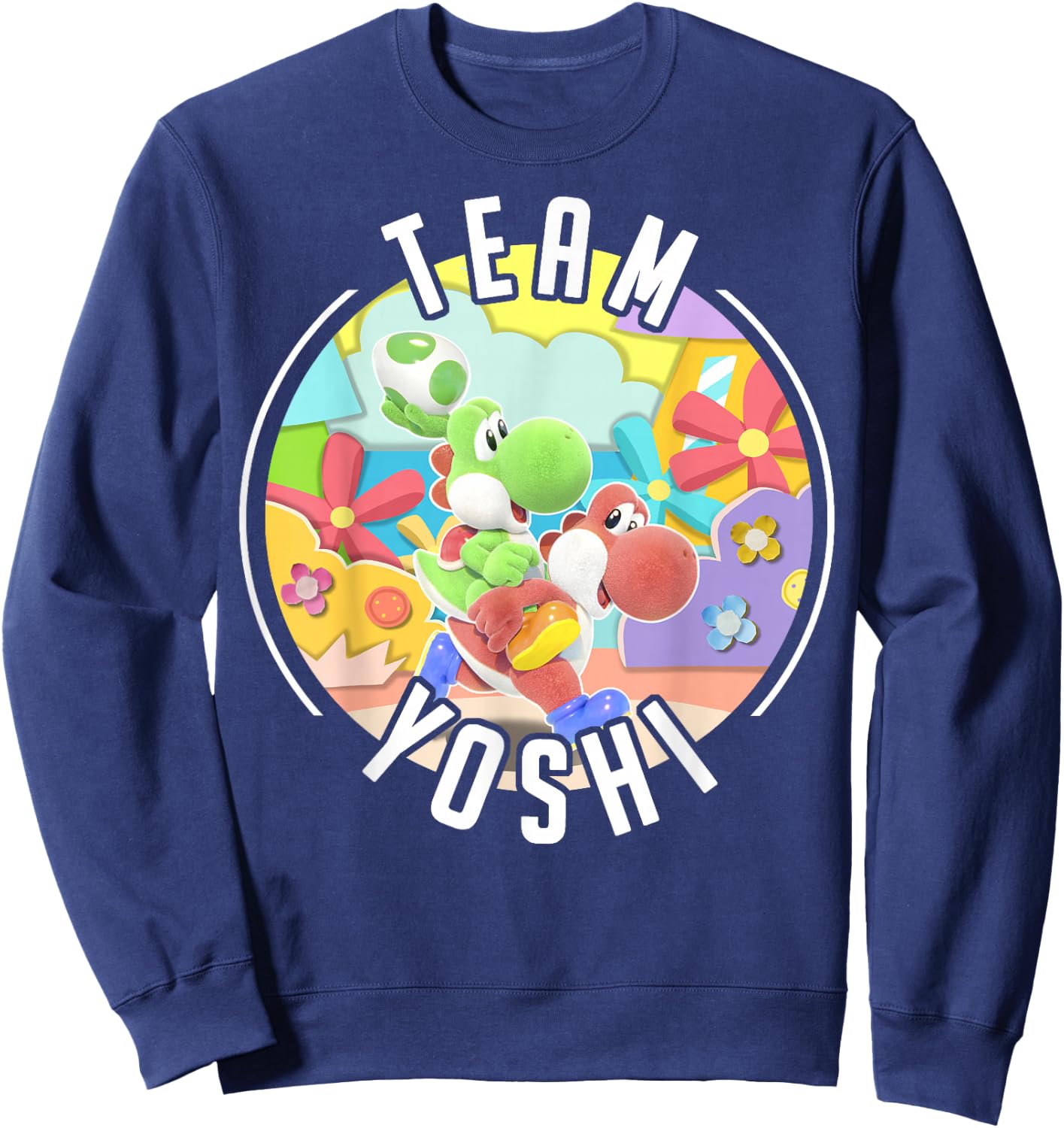 Yoshi's Crafted World Team Yoshi Piggyback Poster Sweatshirt - Sweatshirt | Navy