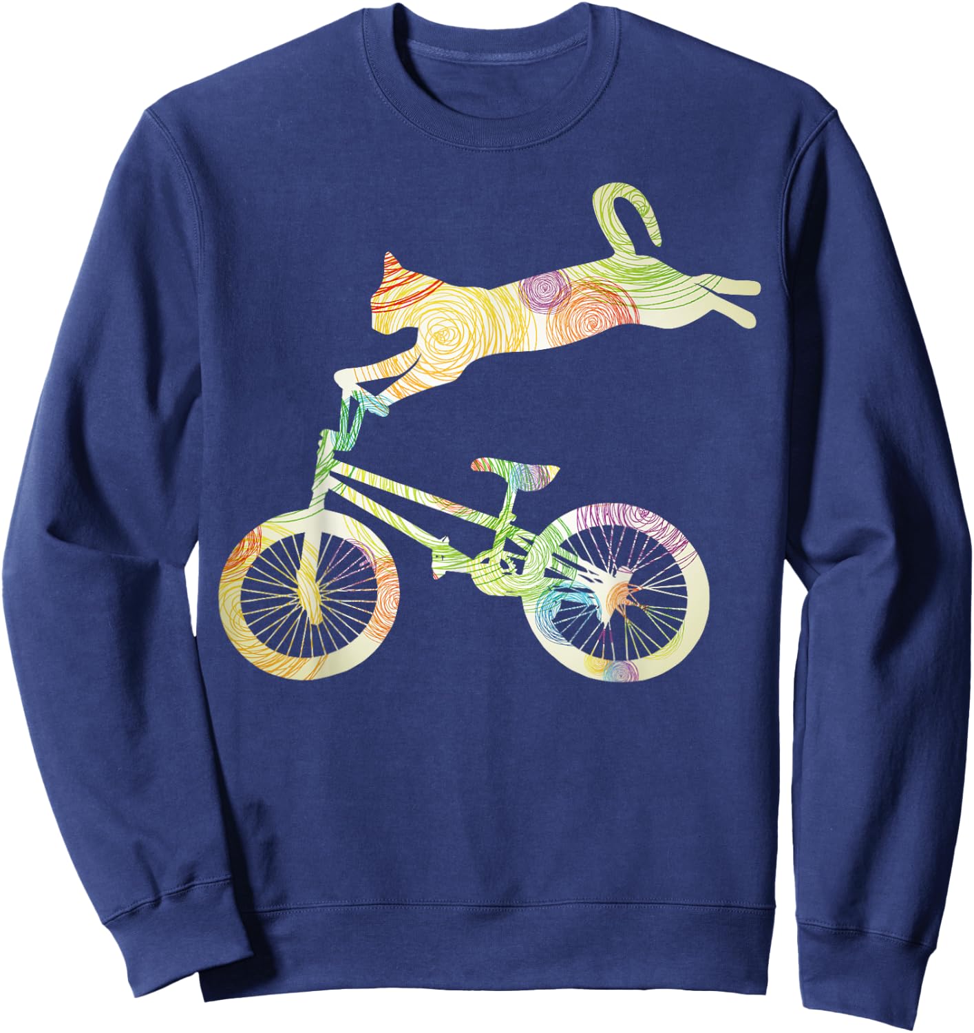 Cat Bike Cycling Bicycle - Your Gift Collection Women Girls Kids Sweatshirt - Sweatshirt | Navy