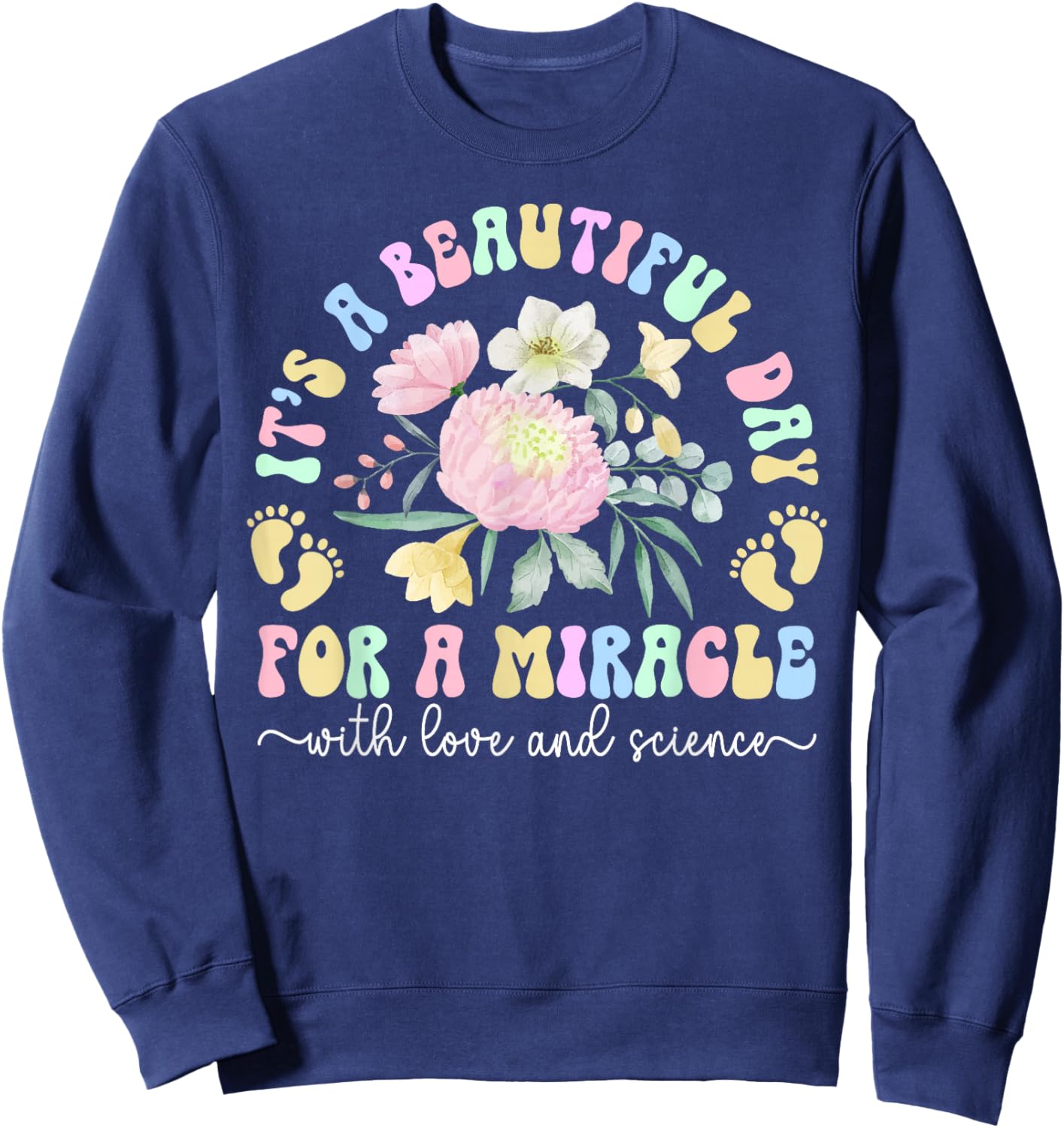 IVF Mom Embryo Transfer Day IVF Transfer Day Groovy Sweatshirt - Sweatshirt | Navy