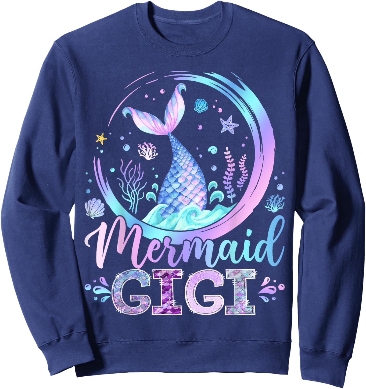 Mermaid Gigi Family Matching Girl Birthday Party Sweatshirt - Sweatshirt | Navy