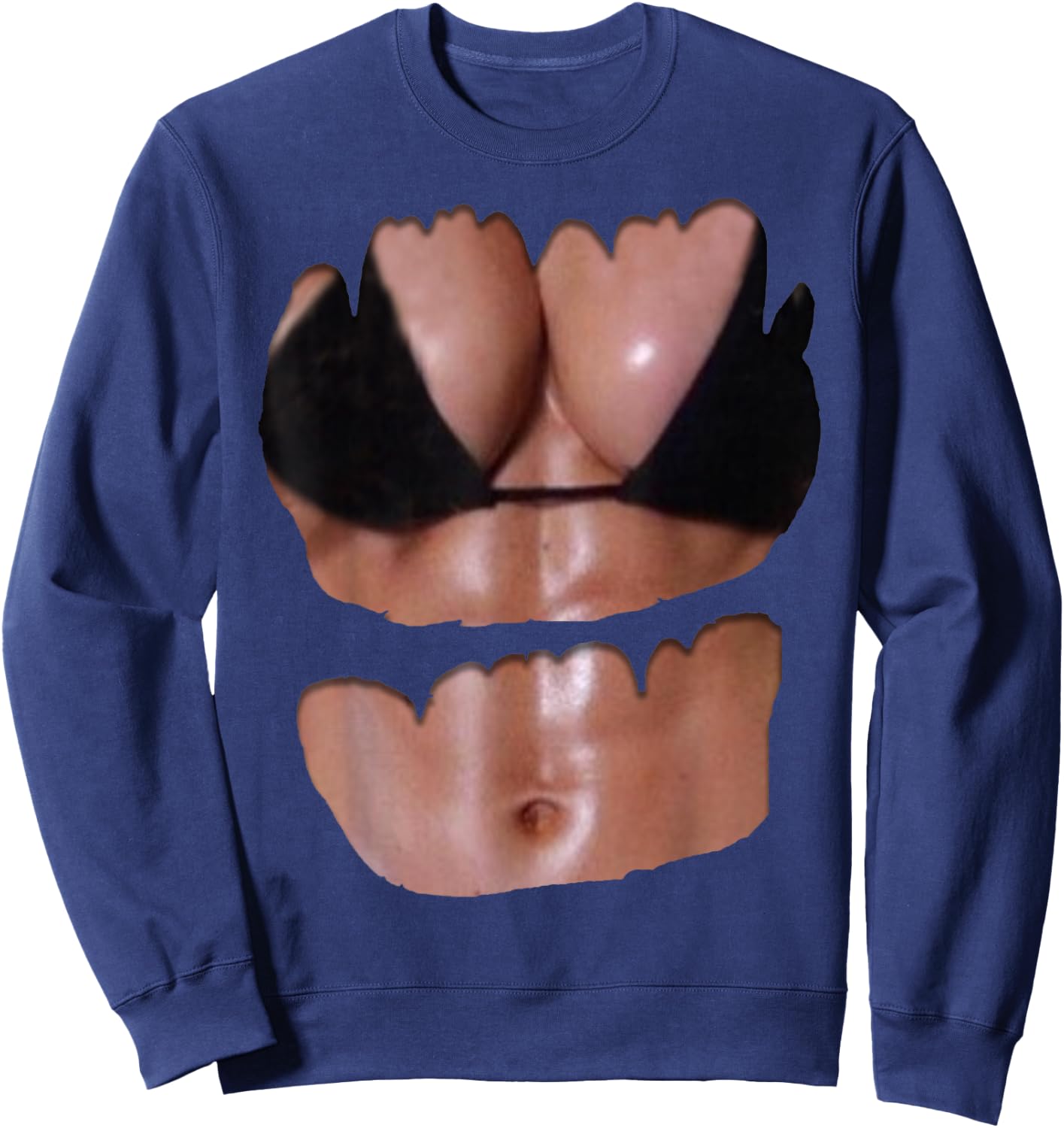 Fake Abs T Shirt Funny Bikini Body Muscle Six Pack 3D Sweatshirt - Sweatshirt | Navy