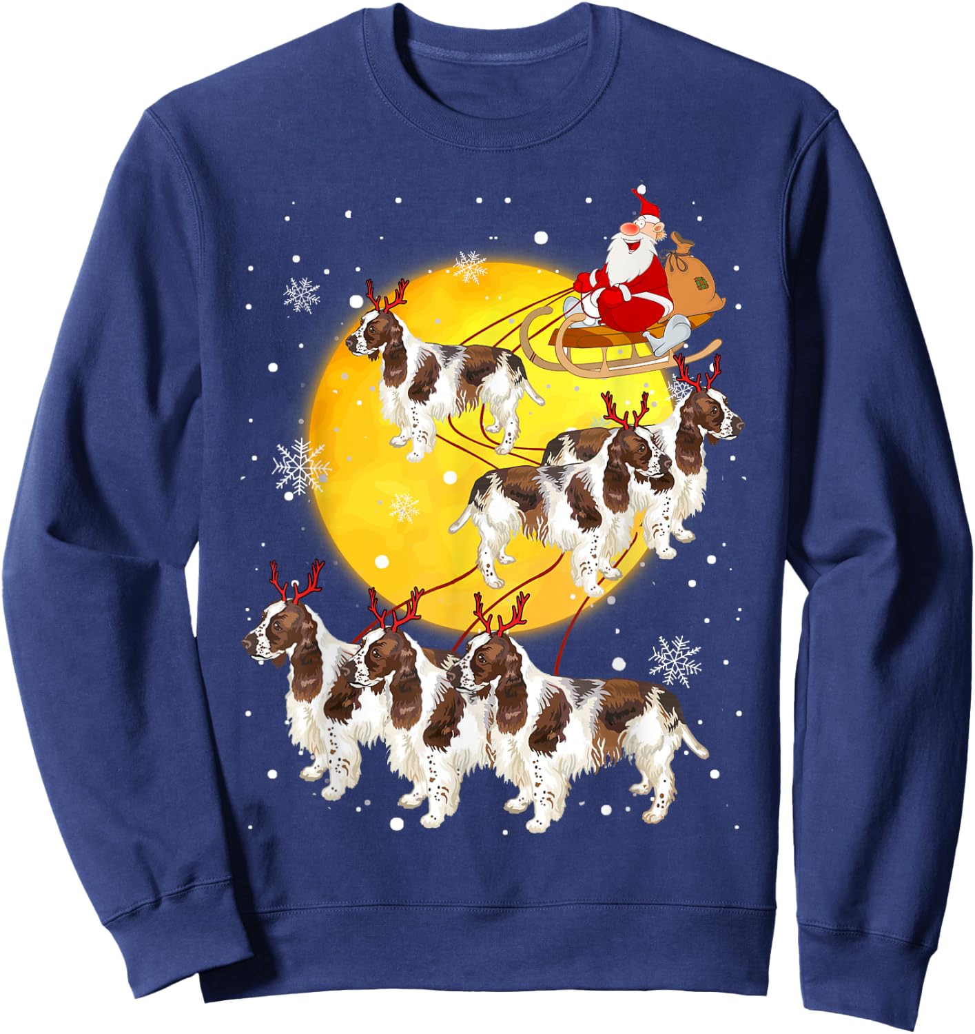 English Springer Spaniel Reindeer Christmas Dog Lover Gifts Sweatshirt - Sweatshirt | Navy