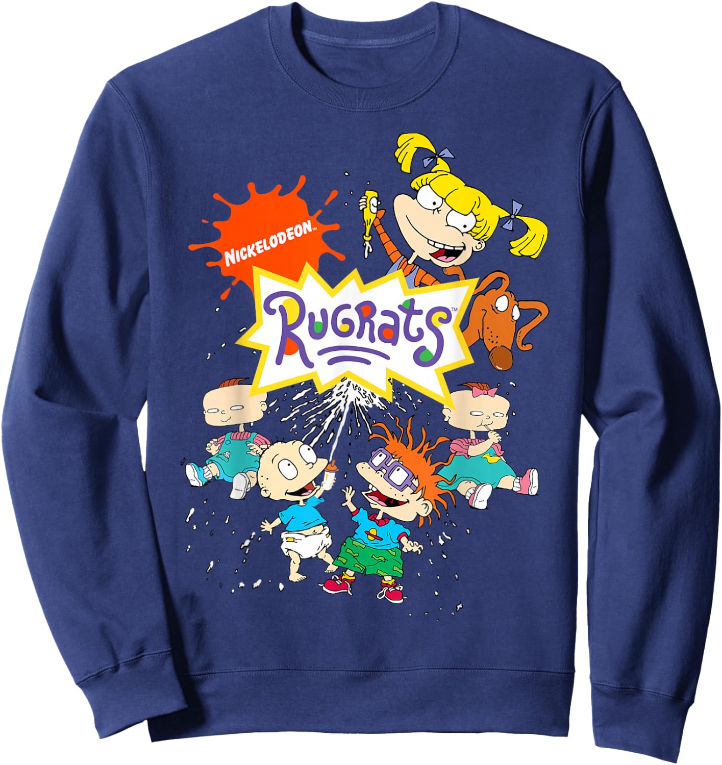 Rugrats Logo with Nick Logo and Rugrats Characters Small Sweatshirt - Sweatshirt | Navy