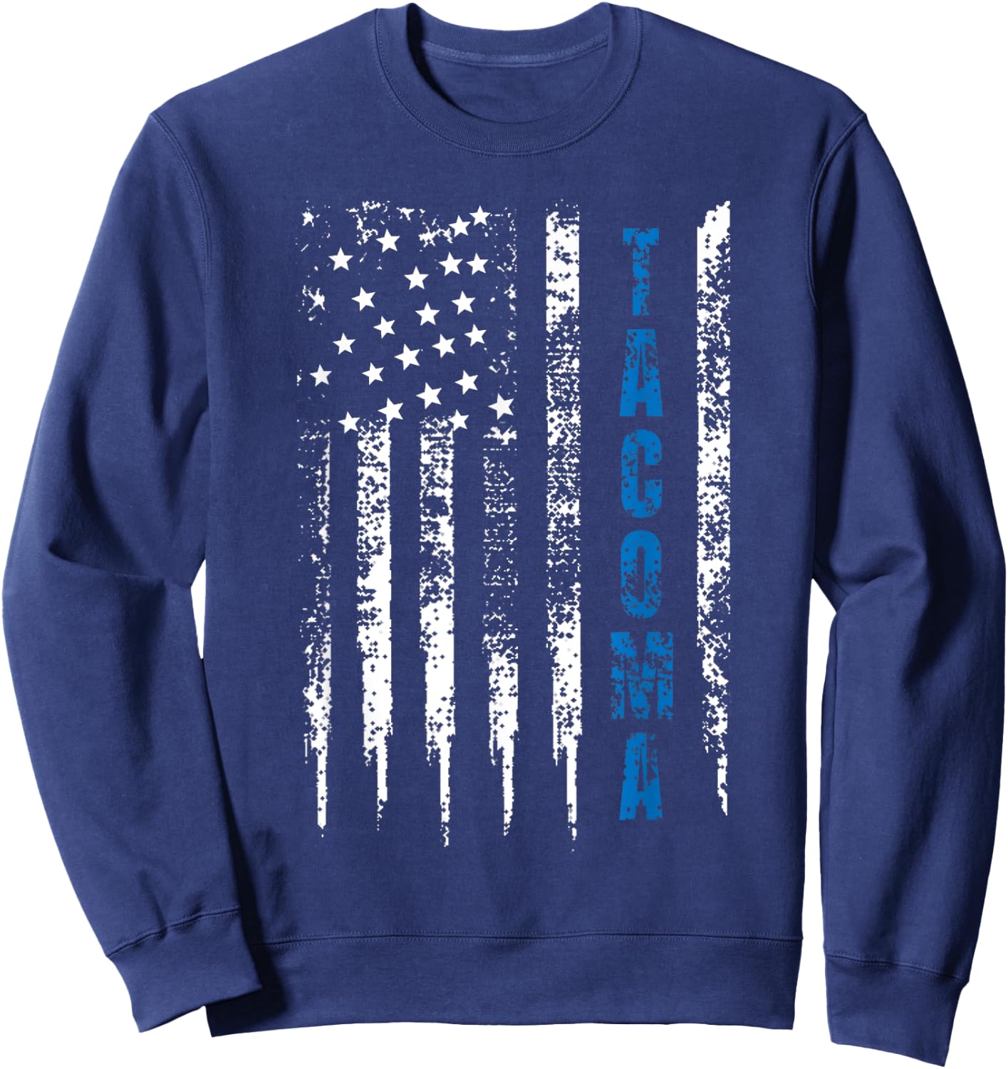 Tacoma Blue Line Police Designs Co. Blue Line Tacoma Distressed National Police Week Adult Black Sweatshirt - Sweatshirt | Navy