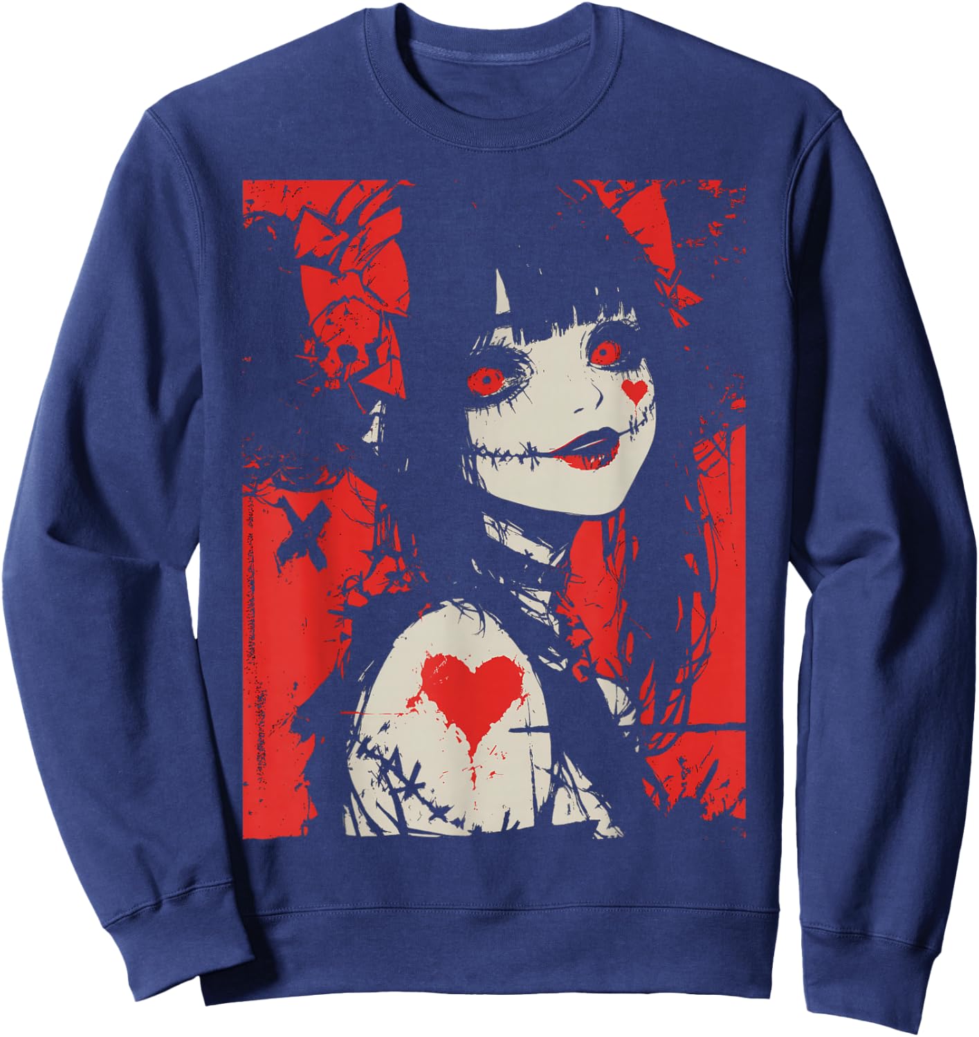 Horror Anime Manga | Japan Japanese Creepy Kawaii Goth Sweatshirt - Sweatshirt | Navy