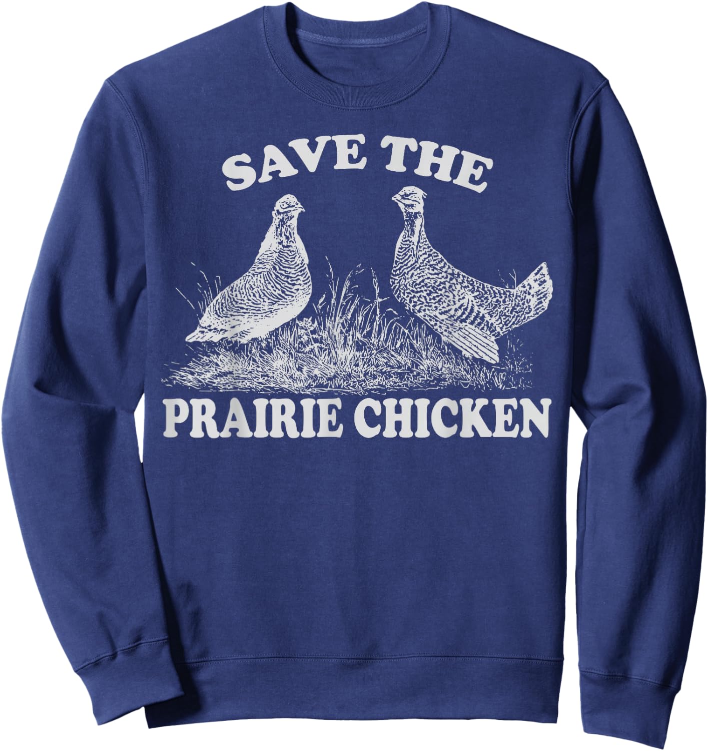 Save the Prairie Chicken Vintage Conservation Sweatshirt - Sweatshirt | Navy