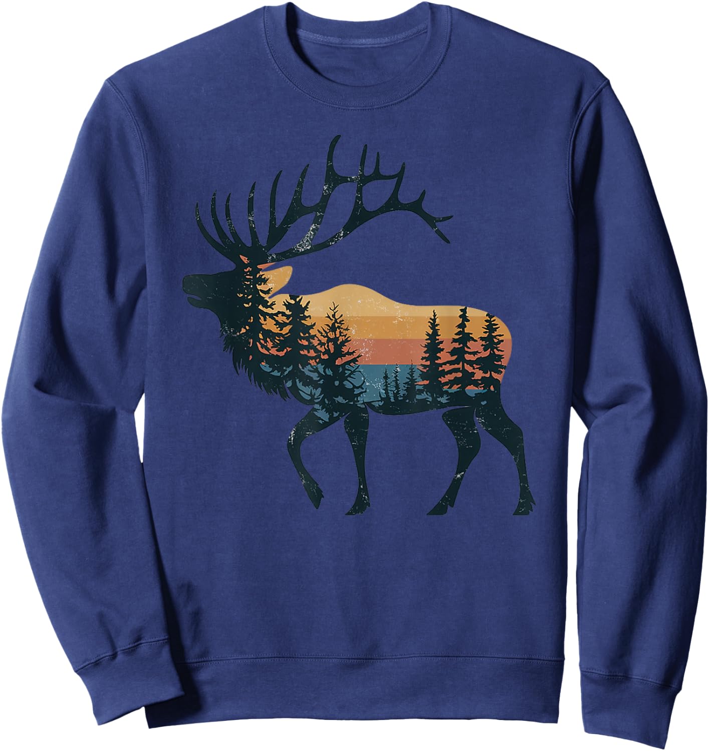 Elk Hunting Hiking Outdoor Camping Forest Men Women Elk Sweatshirt - Sweatshirt | Navy