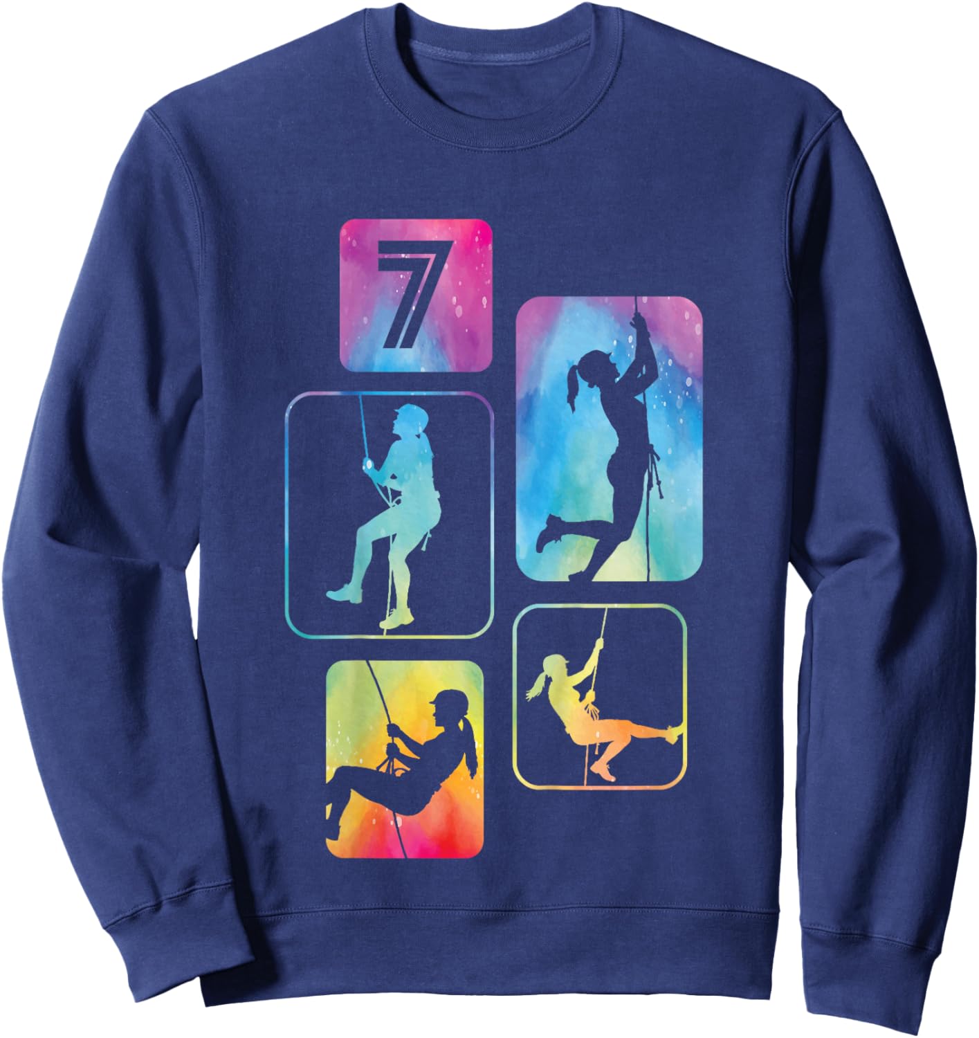 7th Birthday Climbing Rock Climber Bouldering 7 Years Old Sweatshirt - Sweatshirt | Navy