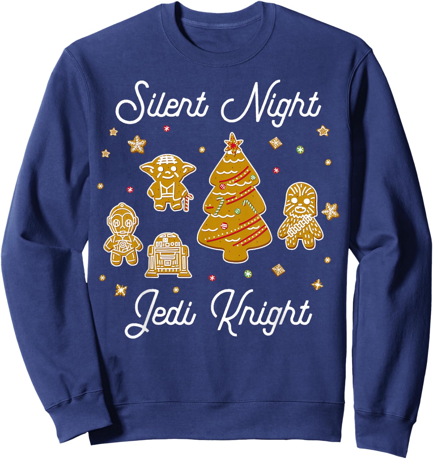 Star Wars Christmas Silent Night Jedi Knight Gingerbread Sweatshirt - Sweatshirt | Navy